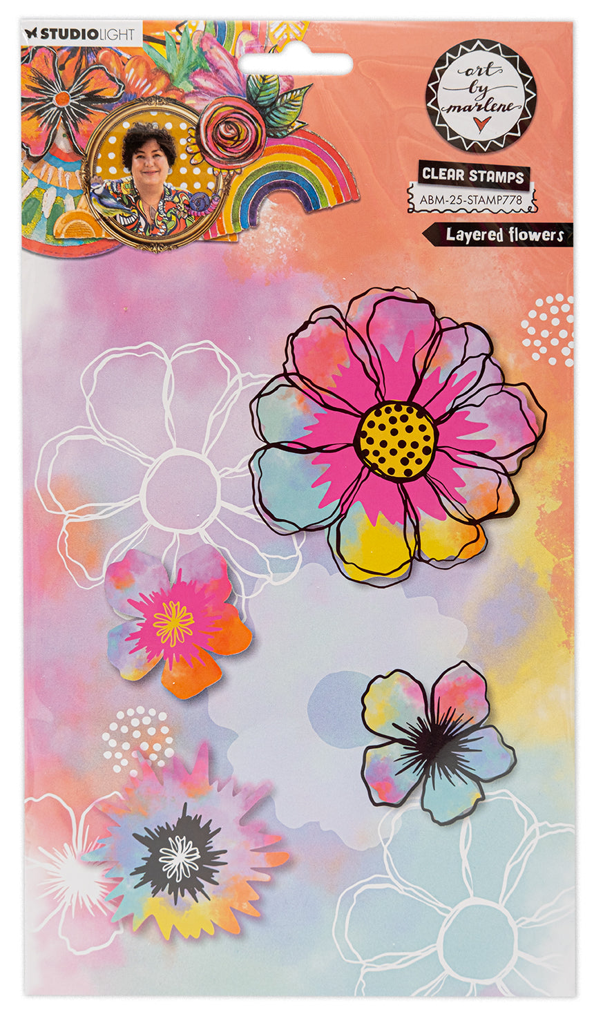 ABM Clear Stamp Layered Flowers Art By Marlene 10 PC