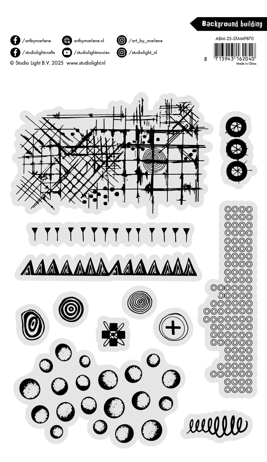 ABM Clear Stamp Background Builder Art By Marlene 12 Pieces