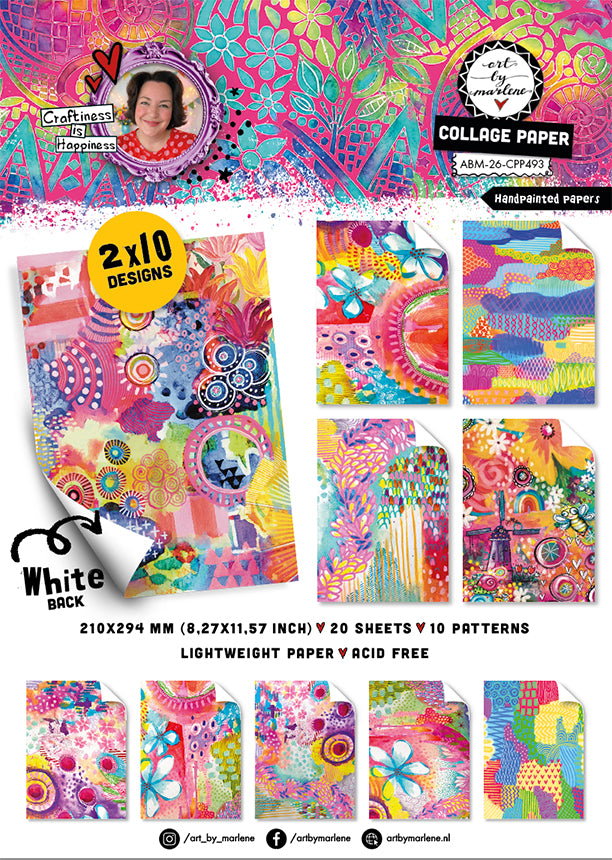 ABM Collage Paper Pad Handpainted Papers Art by Marlene 20 Sheets