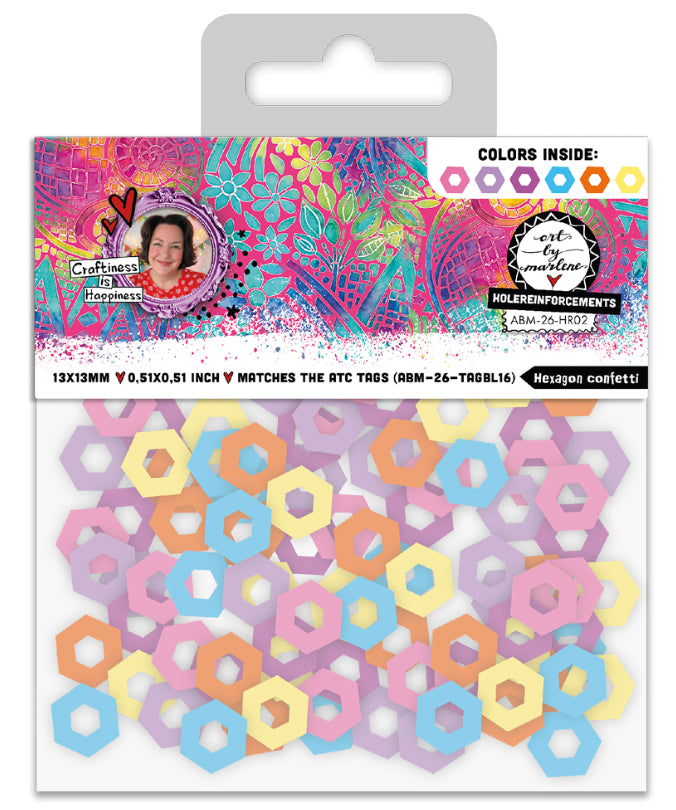 ABM Hole-Reinforcements Hexagon Confetti Art By Marlene 6 Colors