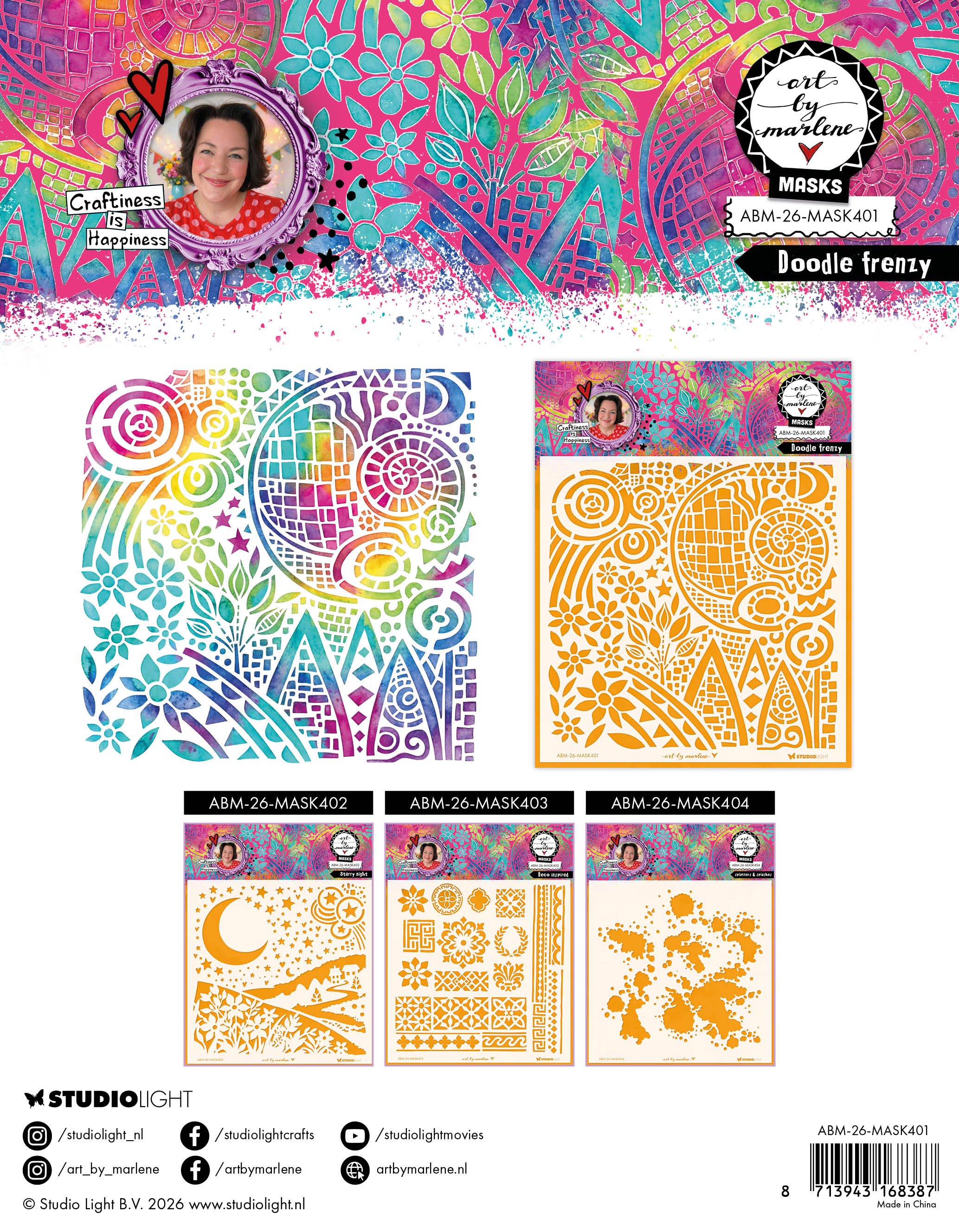 ABM Mask Doodle Frenzy Art by Marlene 1 Piece