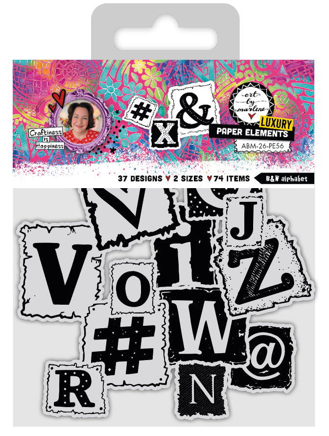 ABM Paper Elements B&W Alphabet Art by Marlene 74 Elements