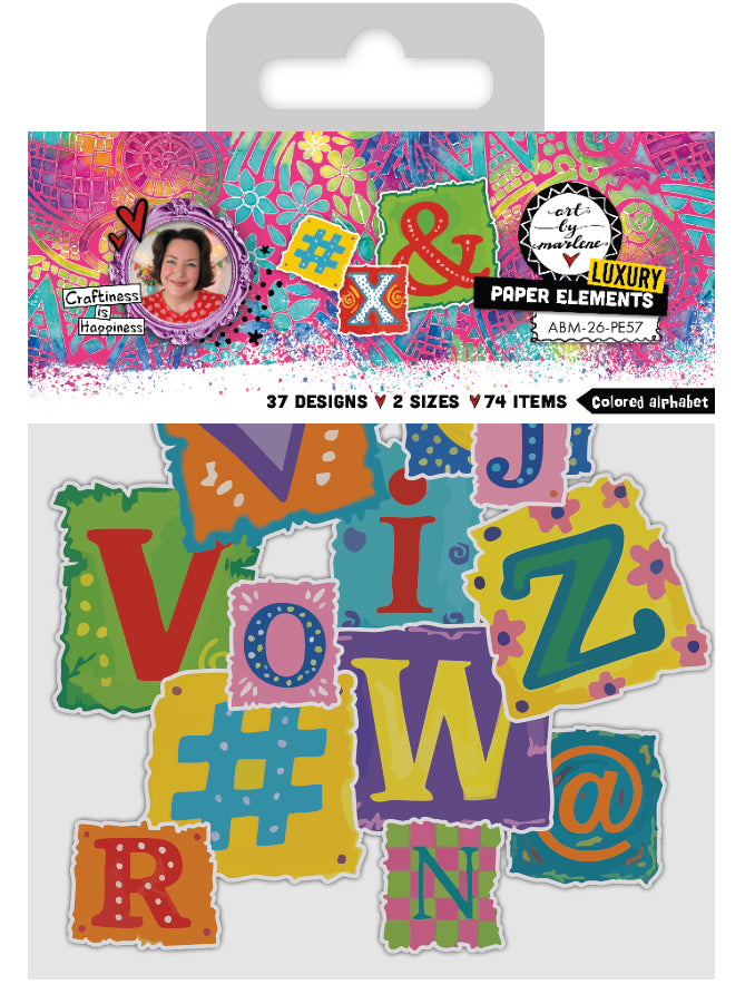 ABM Paper Elements Colored Alphabet Art by Marlene 130x150x5mm 74 Elements
