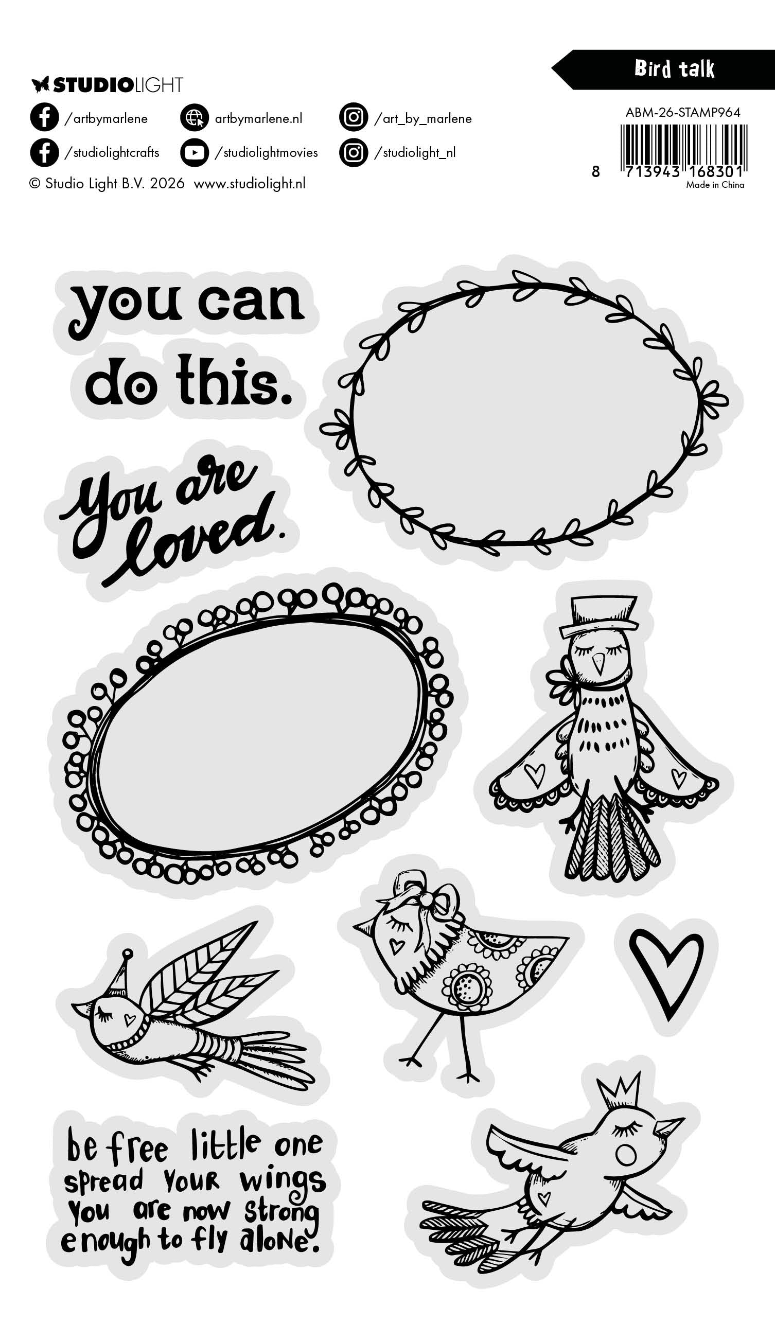 ABM Clear Stamp Bird Talk Art by Marlene 10 Pieces