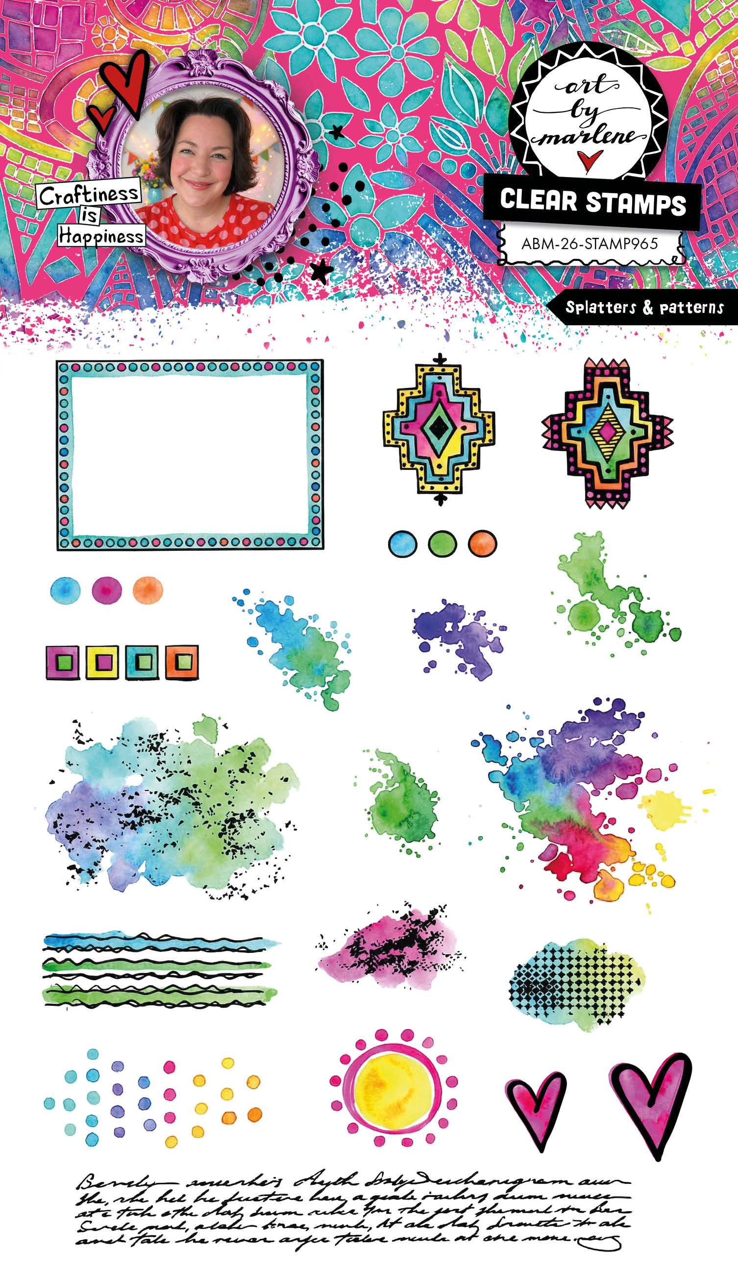ABM Clear Stamp Splatters & Patterns Art by Marlene 20 Pieces
