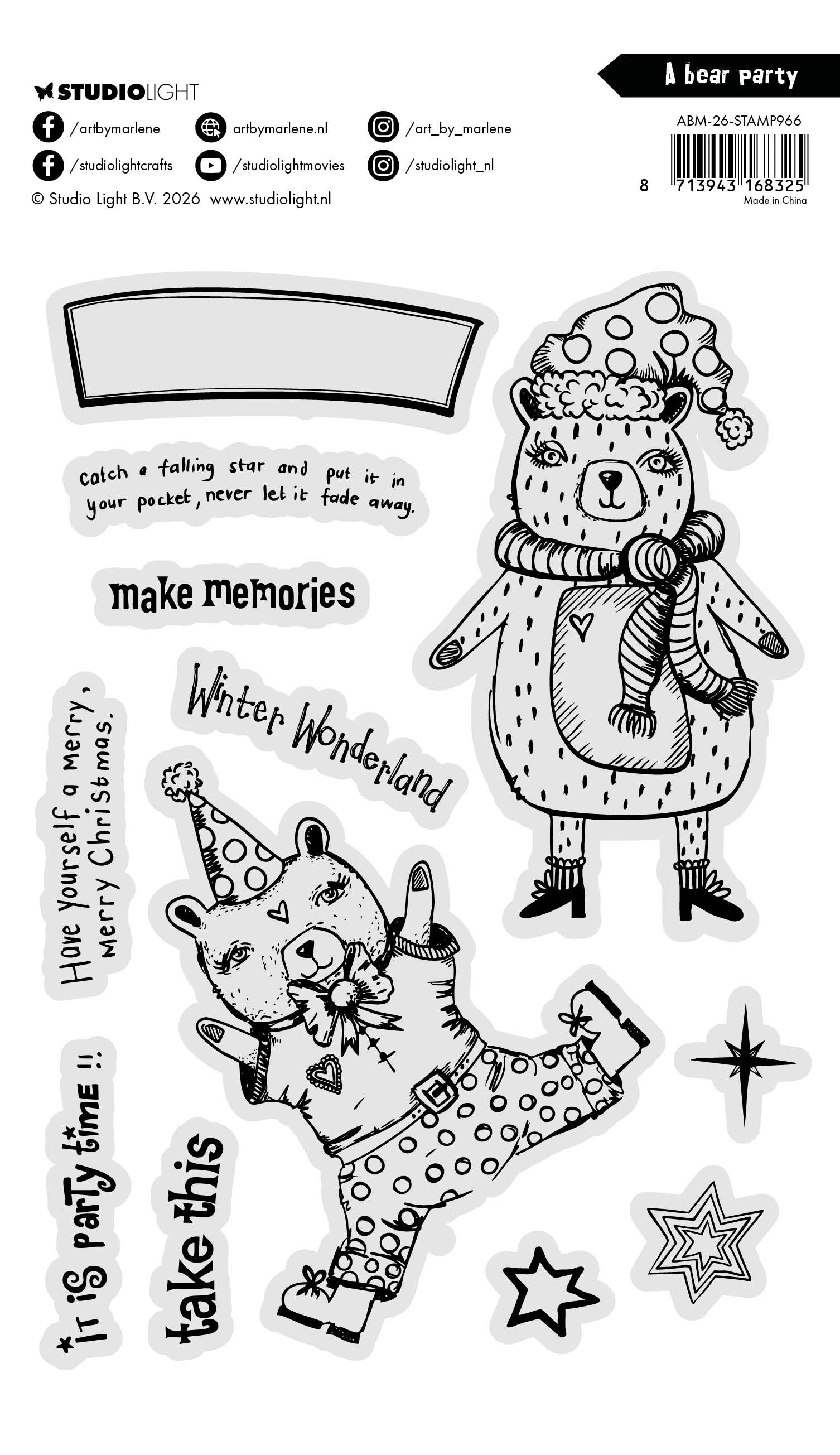 ABM Clear Stamp A Bear Party Art by Marlene 12 Pieces