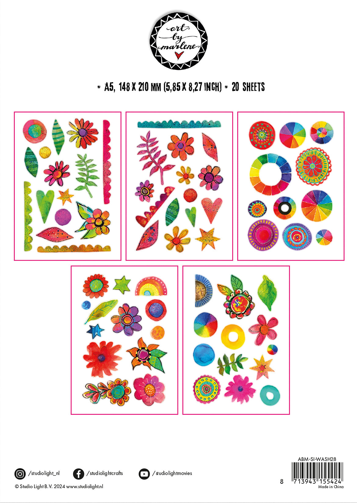 ABM Washi Sticker Sheets Colorful Elements Signature Collection