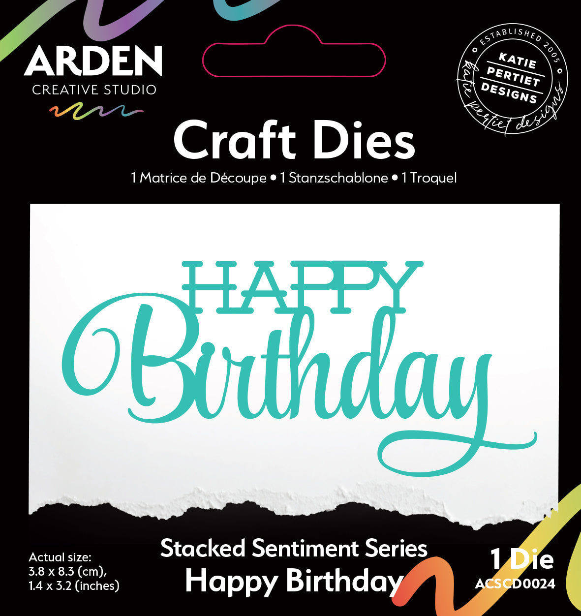 Arden Creative Studio Sentiment Series Stacked Happy Birthday Craft Die