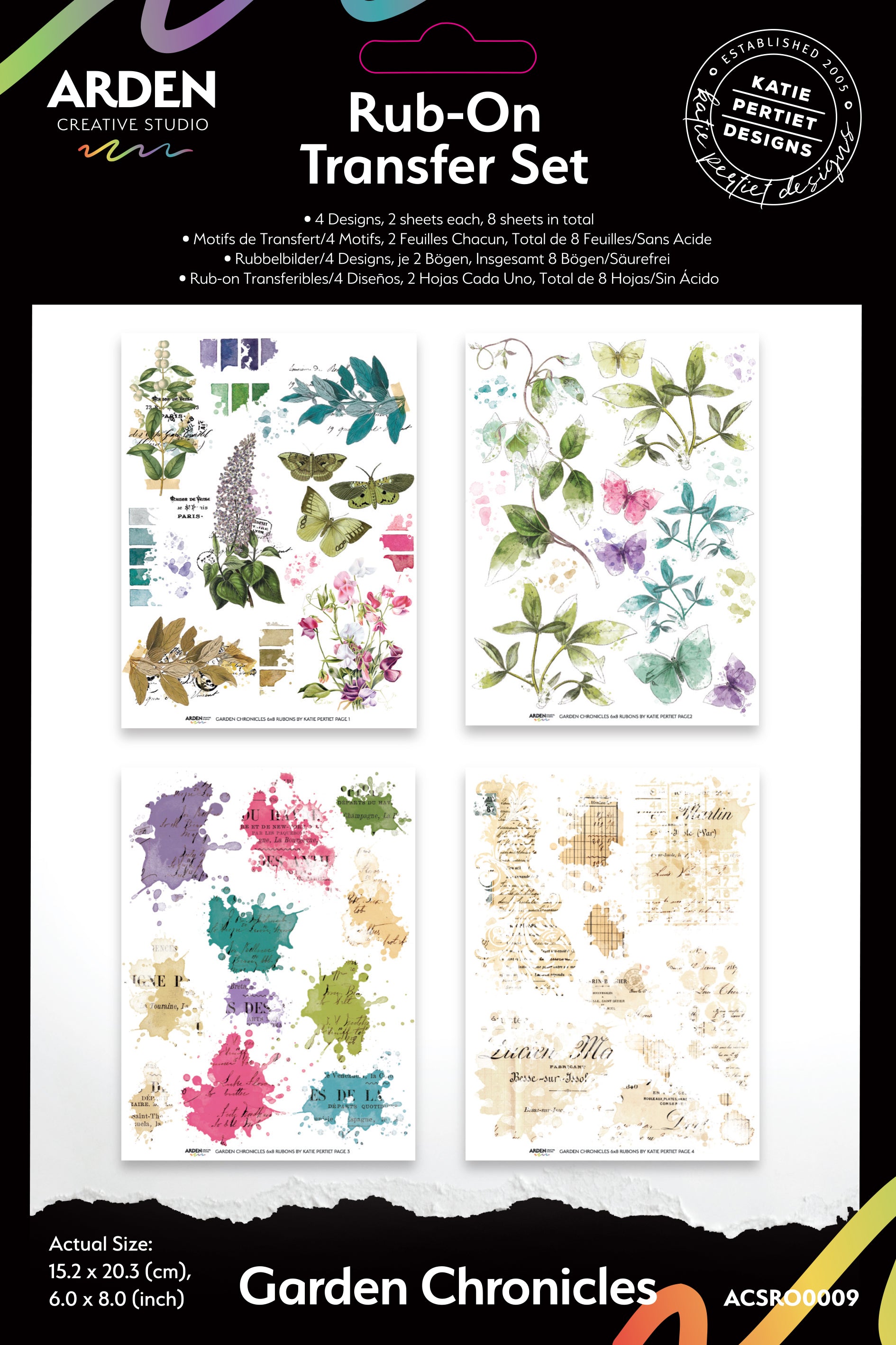 Arden Creative Studio Garden Chronicles 6in x 8in Rub-On Transfer Set
