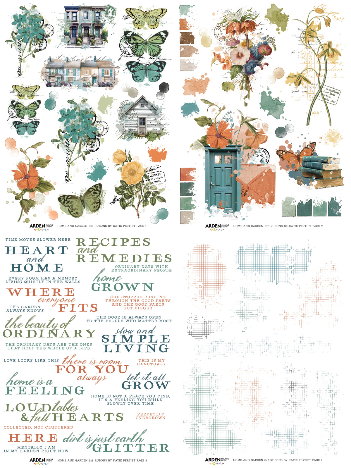 Arden Creative Studio Home & Garden 6in x 8in Rub-On Transfer Set