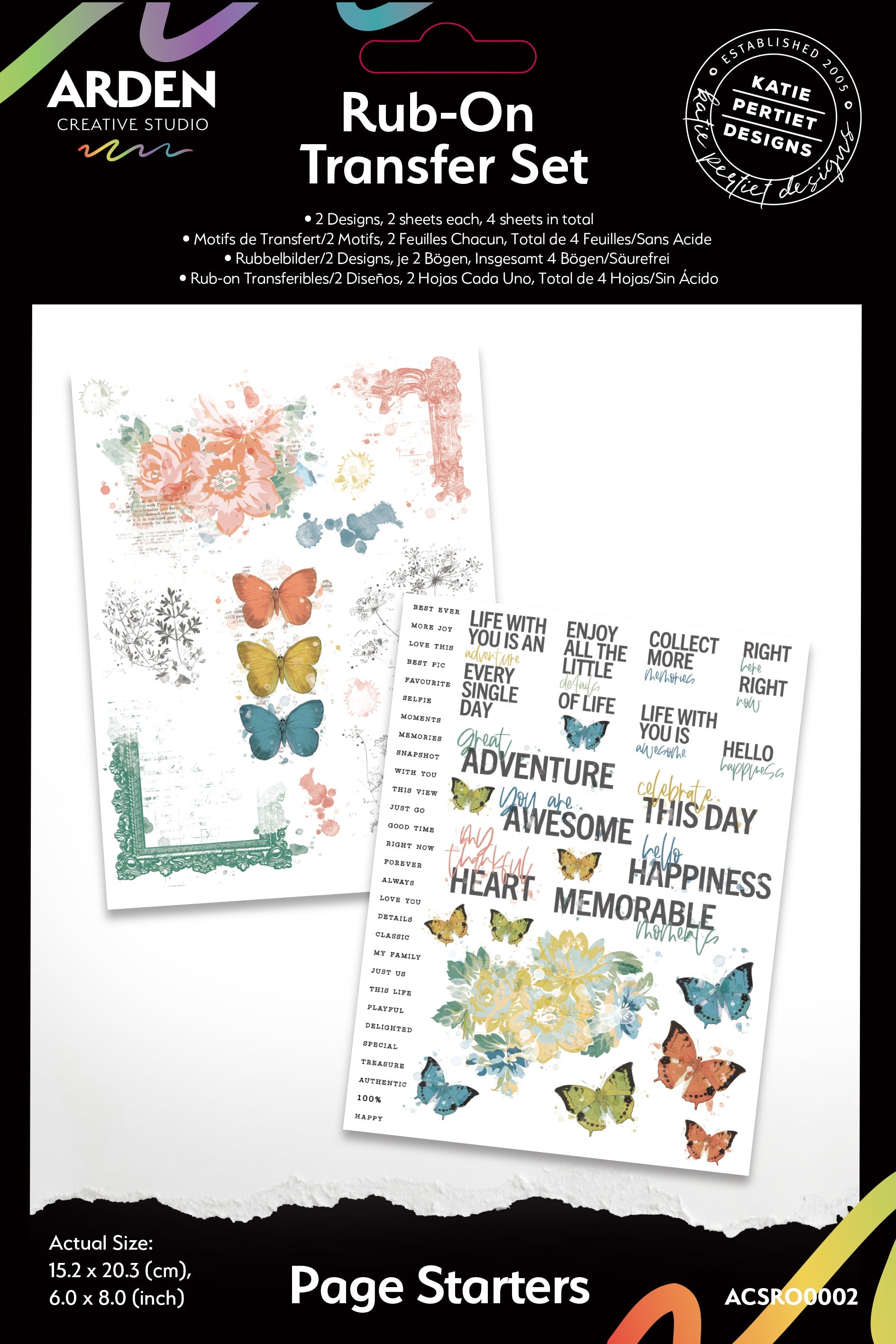 Arden Creative Studio Page Starters 6 in x 8 in Rub-On Transfer Set