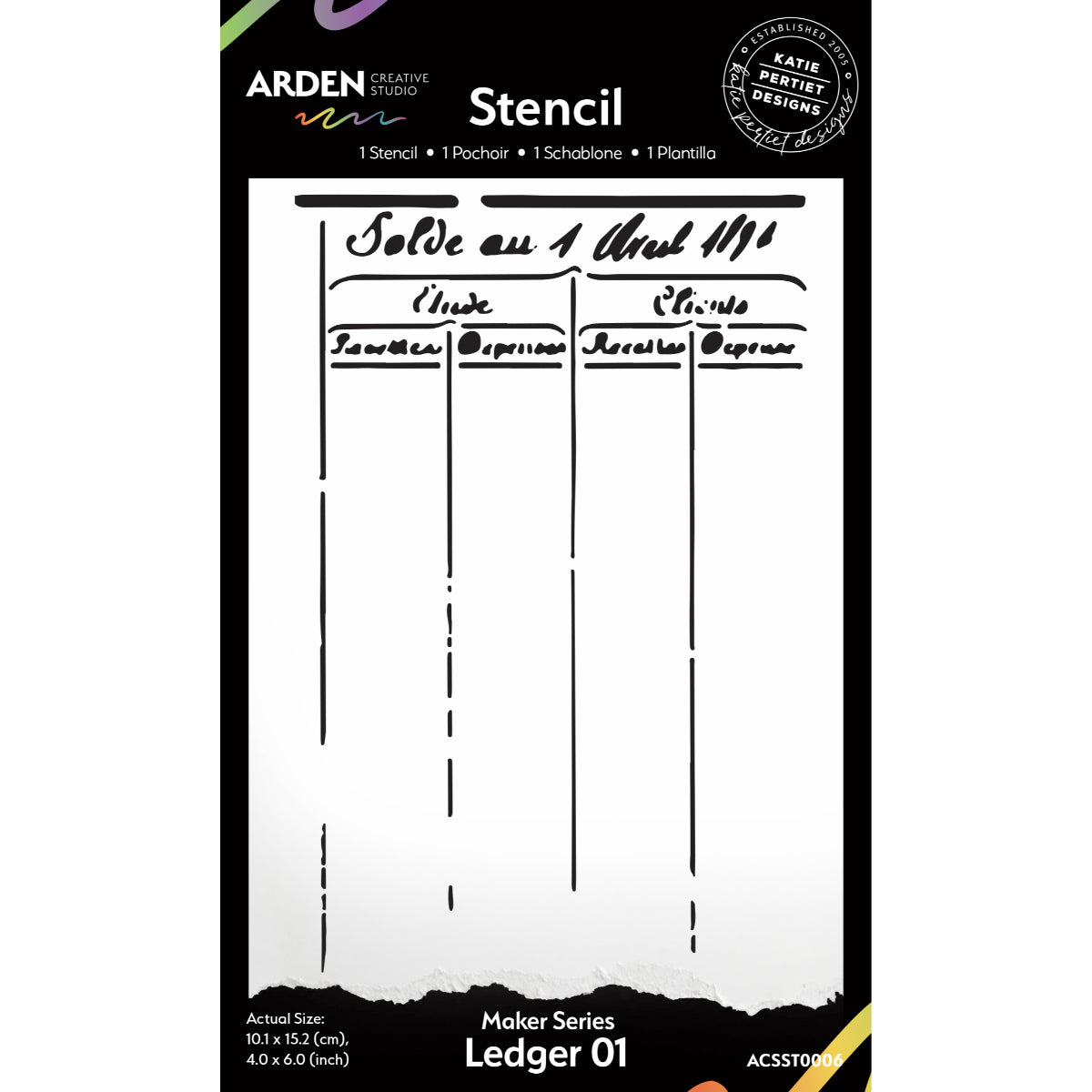 Arden Creative Studio Maker Series Ledger 01 4in x 6in stencil