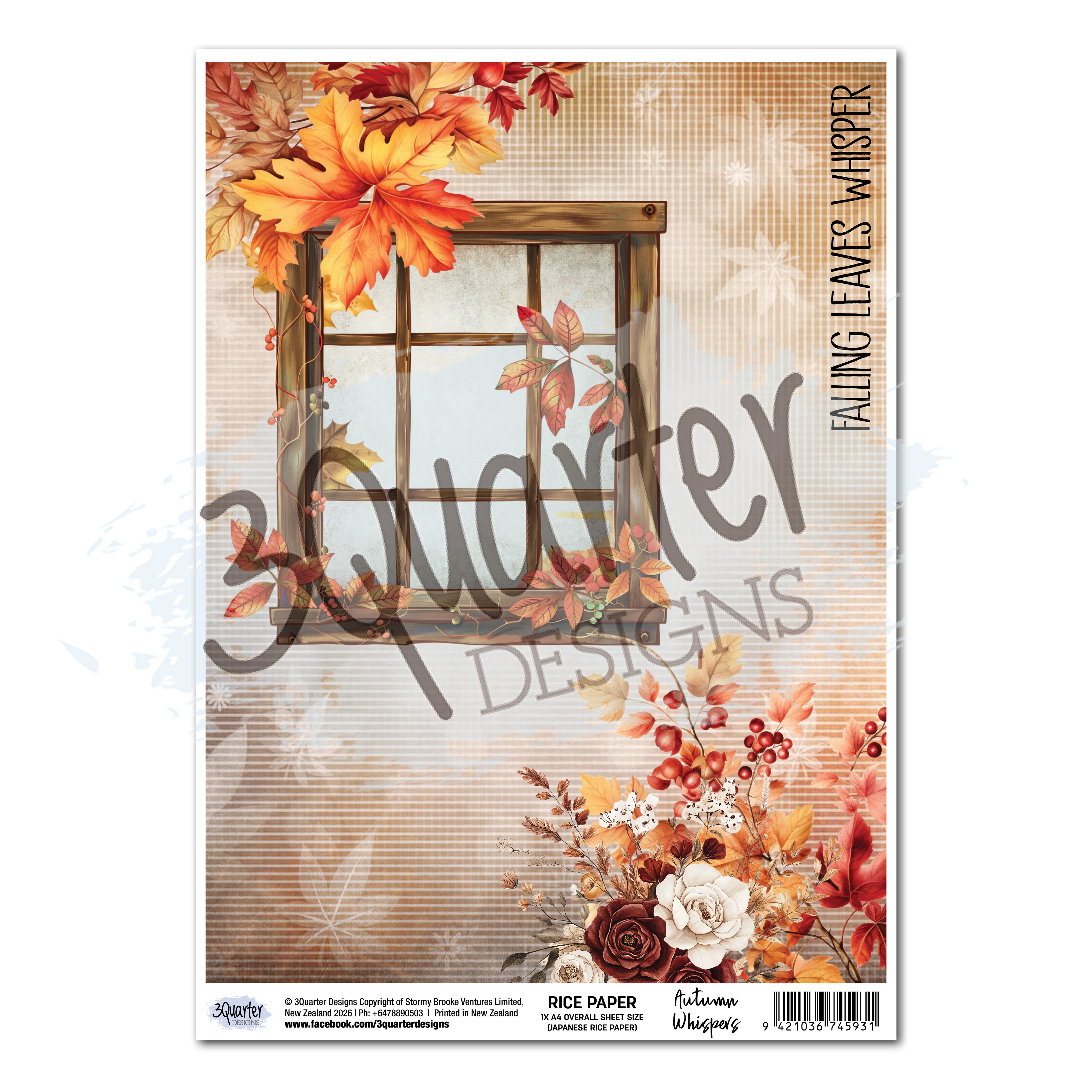 3Quarter Designs Autumn Whispers - A4 Rice Paper - 3 Sheets