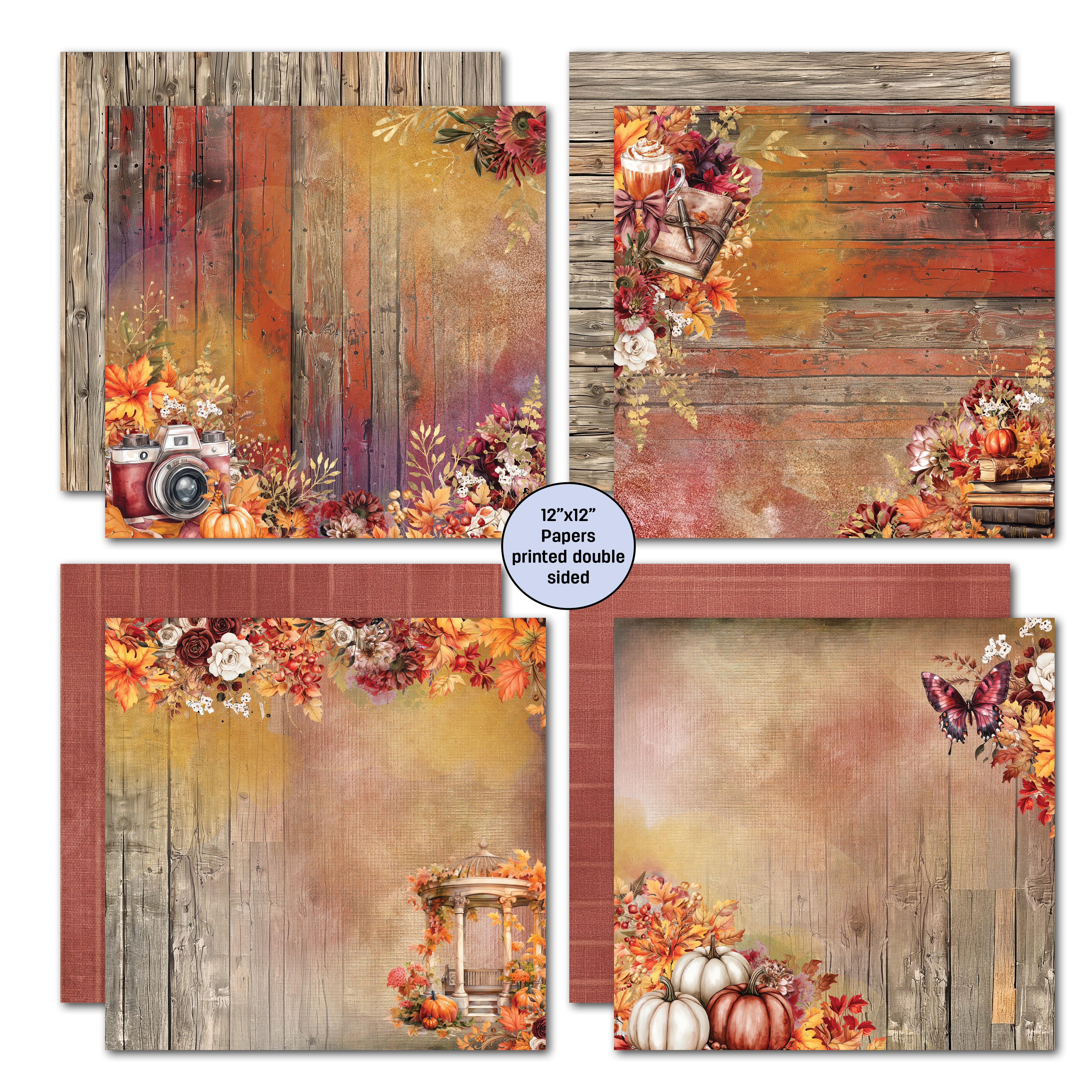 3Quarter Designs Autumn Whispers 12x12 Design Paper & Diecuts Set