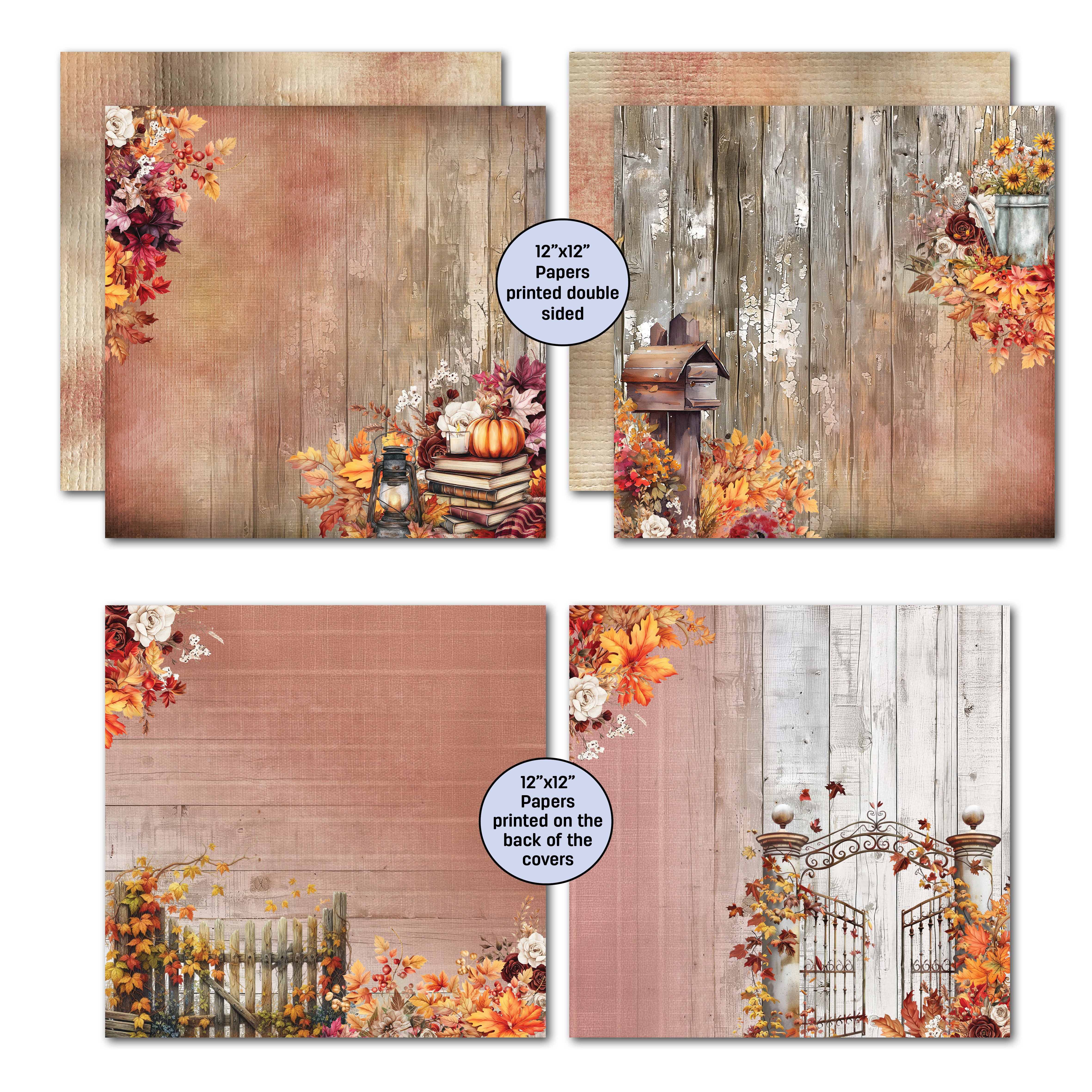 3Quarter Designs Autumn Whispers 12x12 Design Paper & Diecuts Set