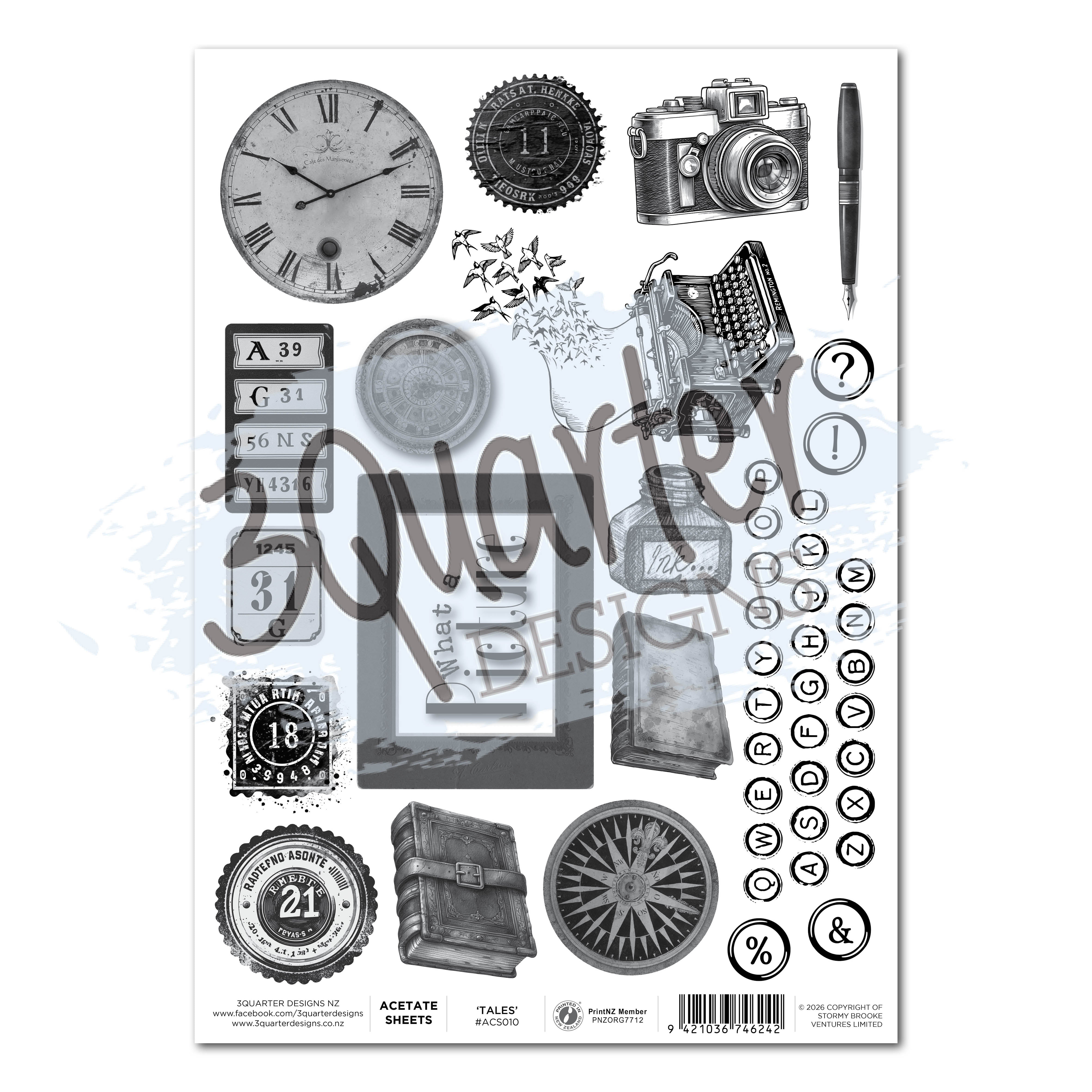 3Quarter Designs Paper Tales - A4 Acetate - 3 Sheets