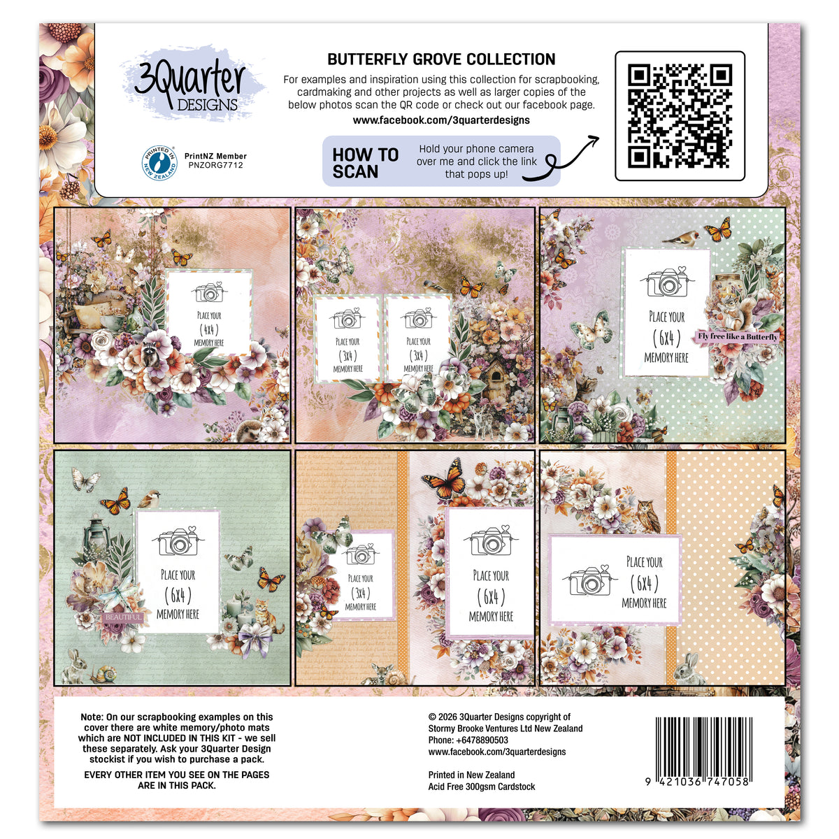 3Quarter Designs Butterfly Grove 12x12 Designer Paper & Diecuts Set