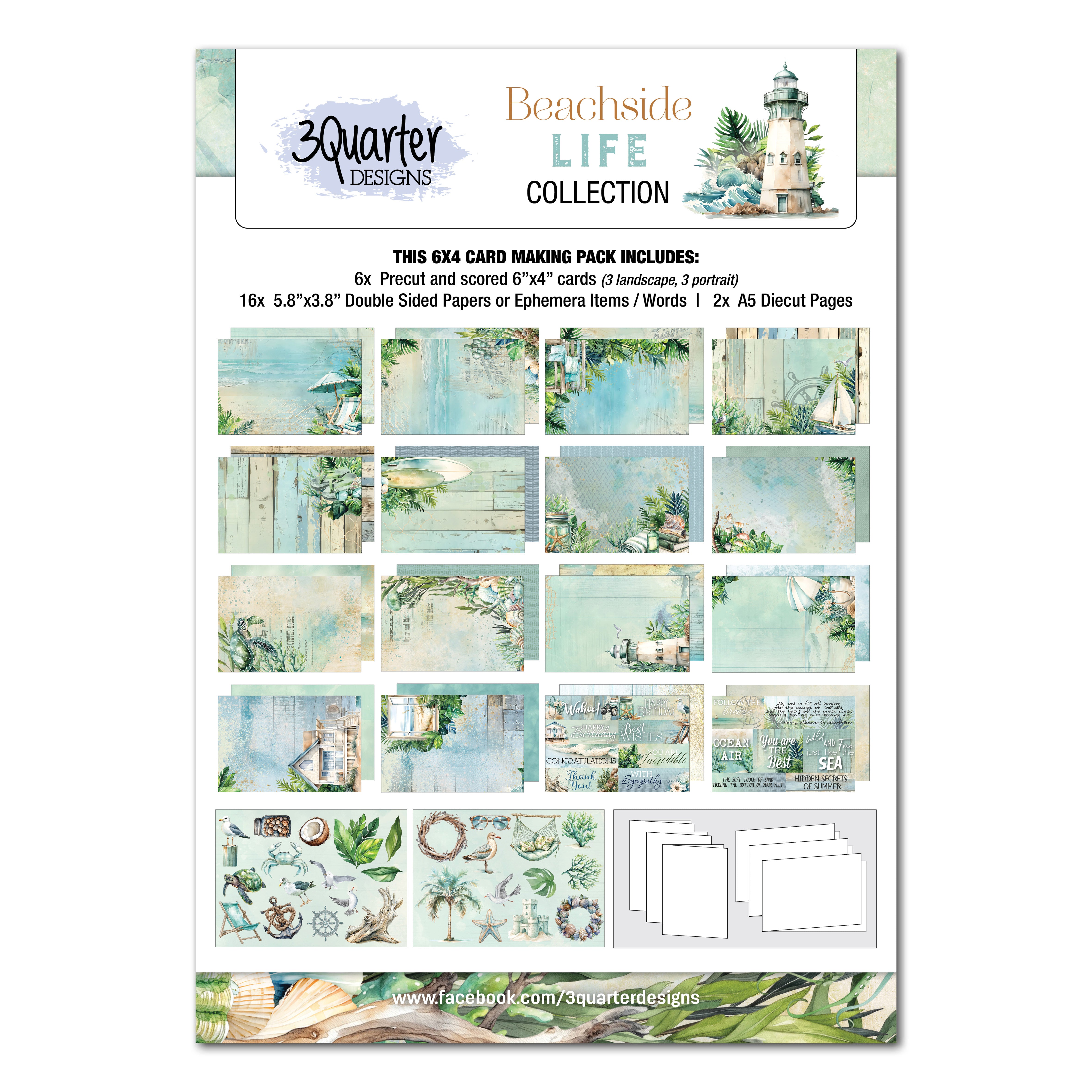 3Quarter Designs Beachside Life 6x4 Card Pack