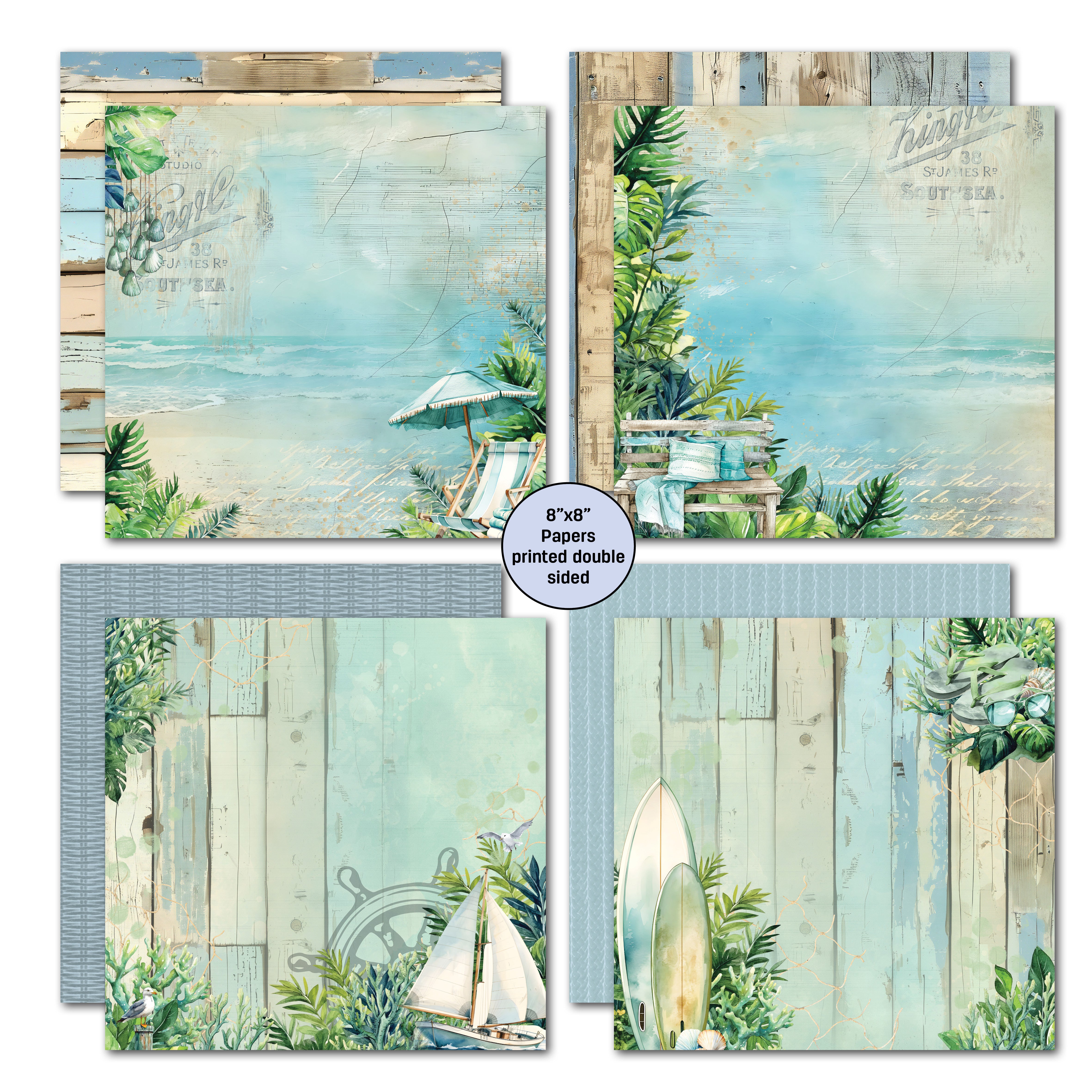 3Quarter Designs Beachside Life 8x8 Paper Pack & Diecuts Set