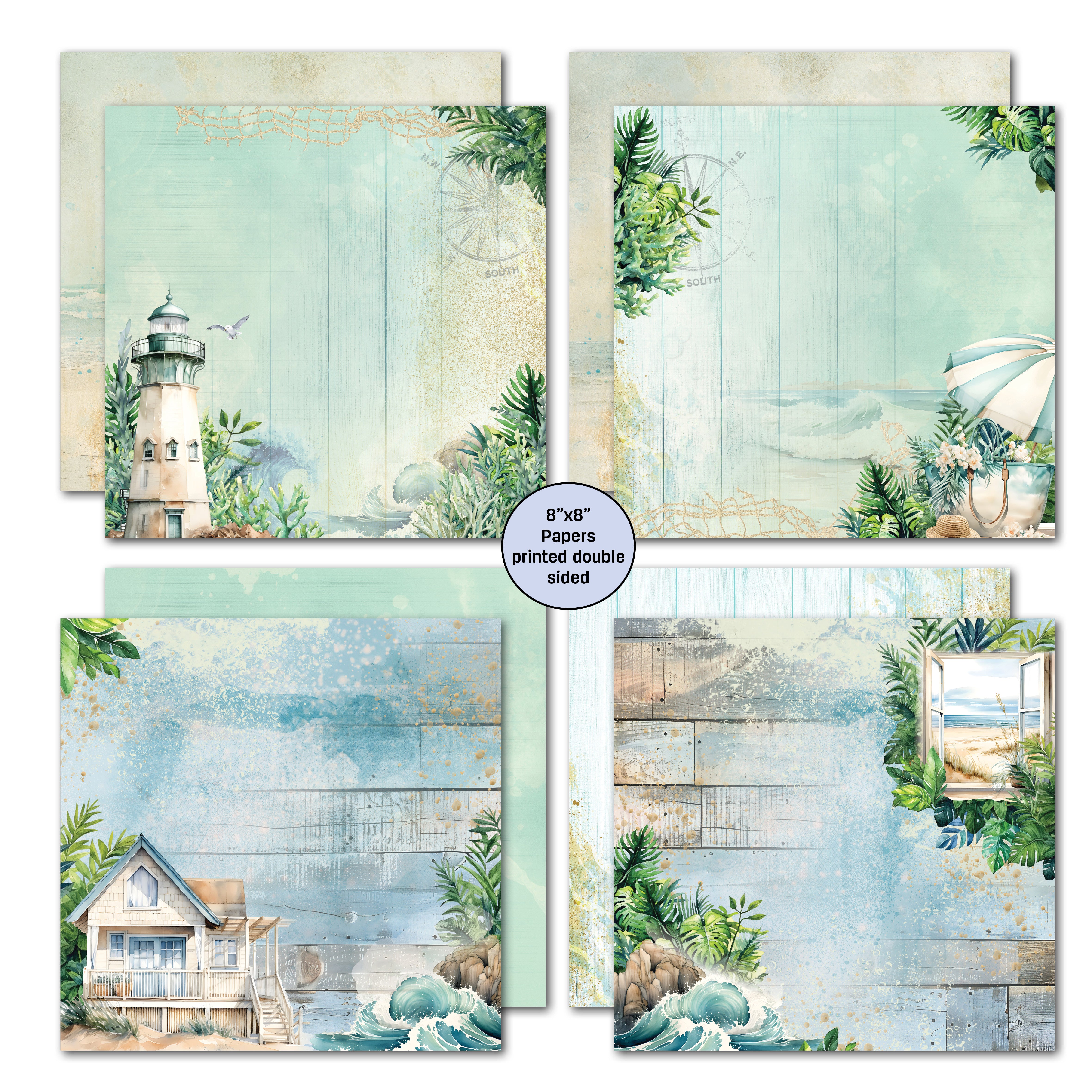3Quarter Designs Beachside Life 8x8 Paper Pack & Diecuts Set