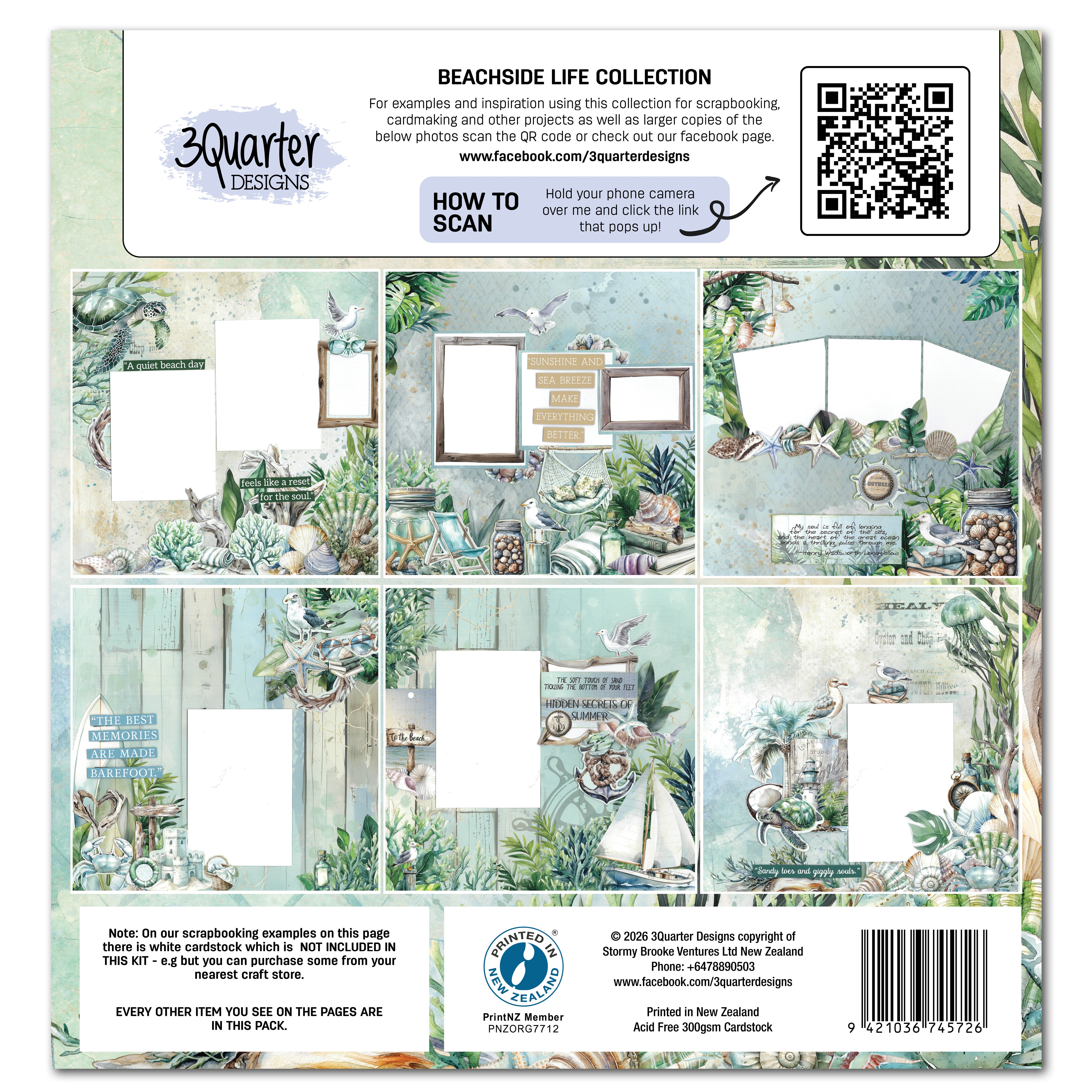 3Quarter Designs Beachside Life 12x12 Design Paper & Diecuts Set