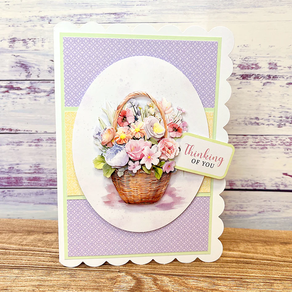 Die Cut Decoupage – Floral Basket & Wreath (pack of 3)