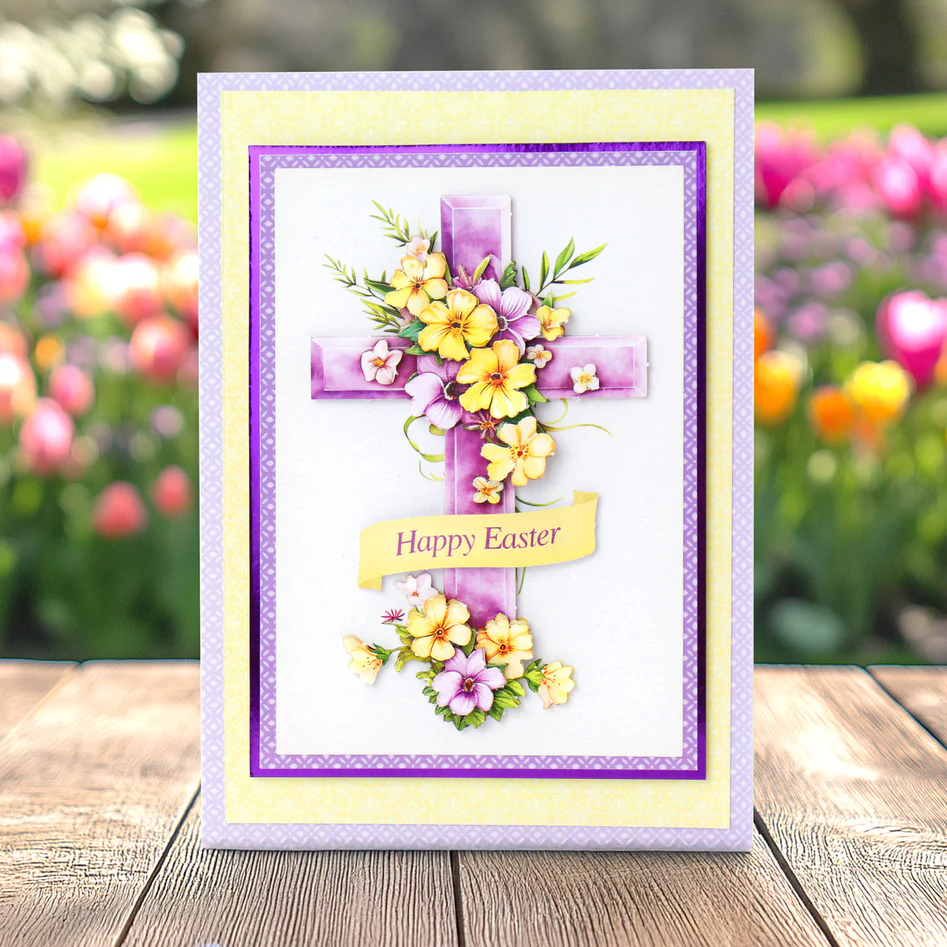 Die Cut Decoupage – Lilac Floral Cross (pack of 3)