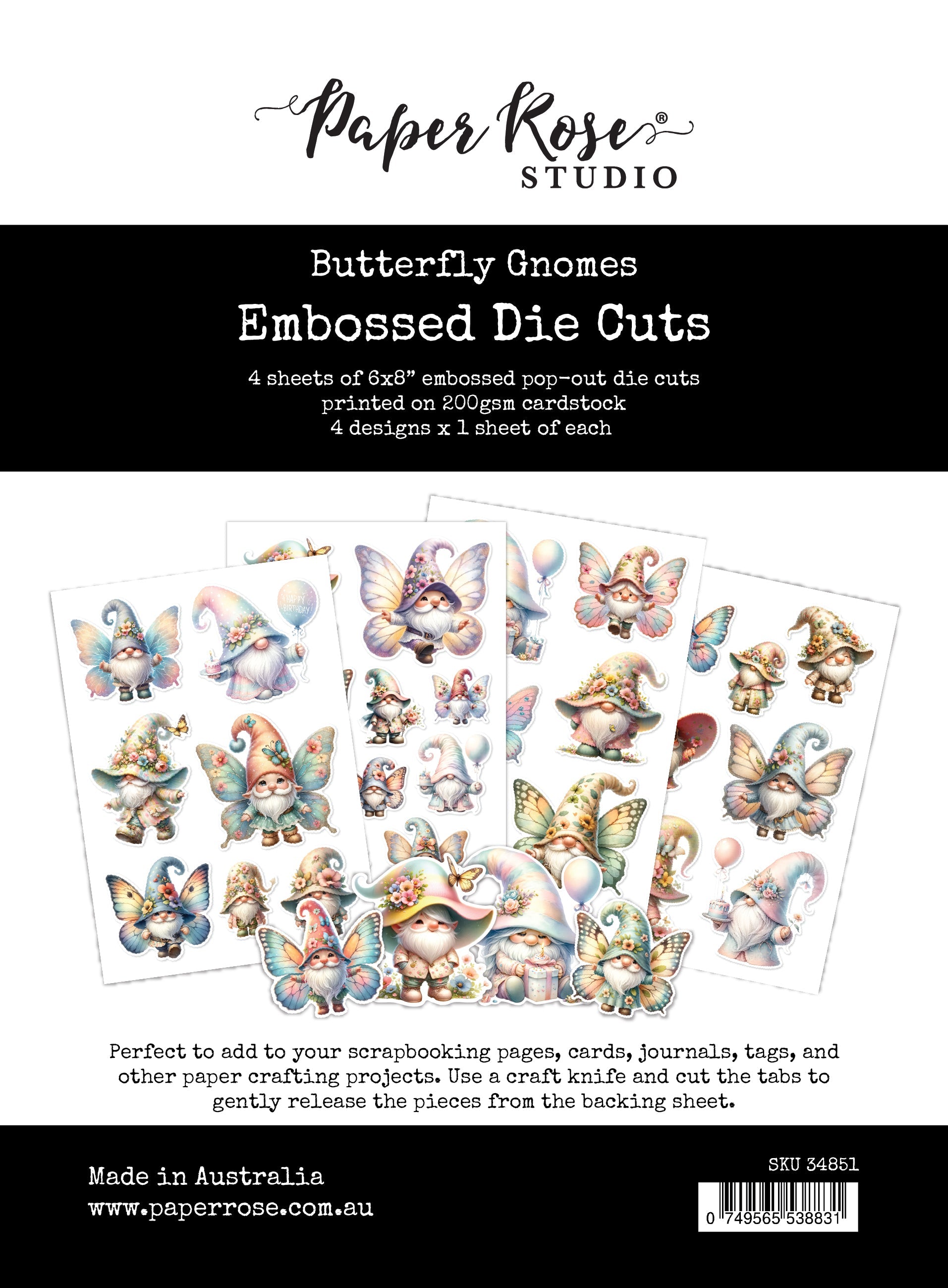 Butterfly Gnomes Embossed Die Cuts 34851