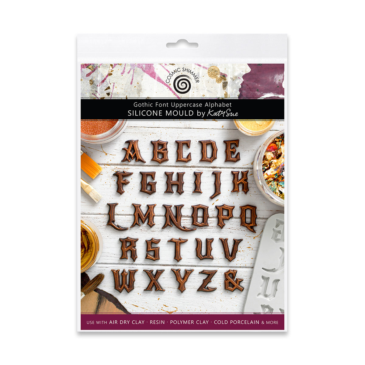 Cosmic Shimmer Gothic Font Uppercase Alphabet Silicone Mould