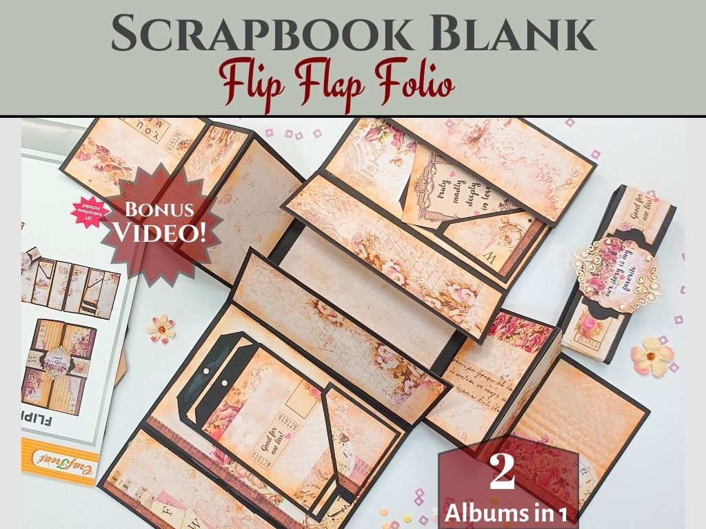 CrafTreat Scrapbook Blanks - FlipFlap Gatefold - Black & Kraft Color