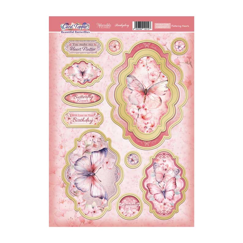 Fluttering Hearts Card Topper Sheet
