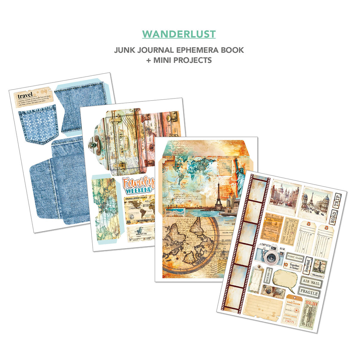 Wanderlust Junk Journal & Ephemera Book A4 32/Pkg