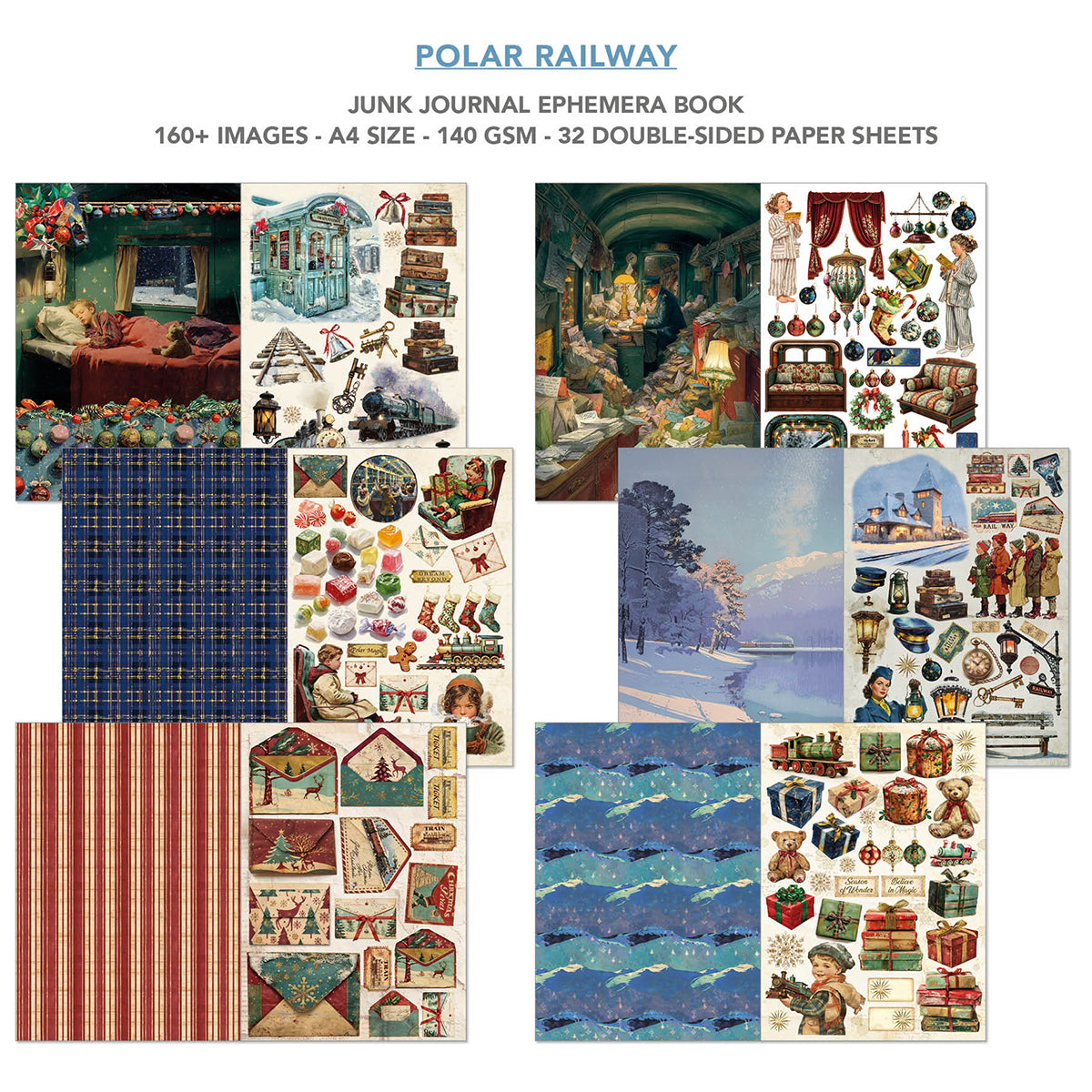 Polar Railway Junk Journal & Ephemera Book A4 32/Pkg