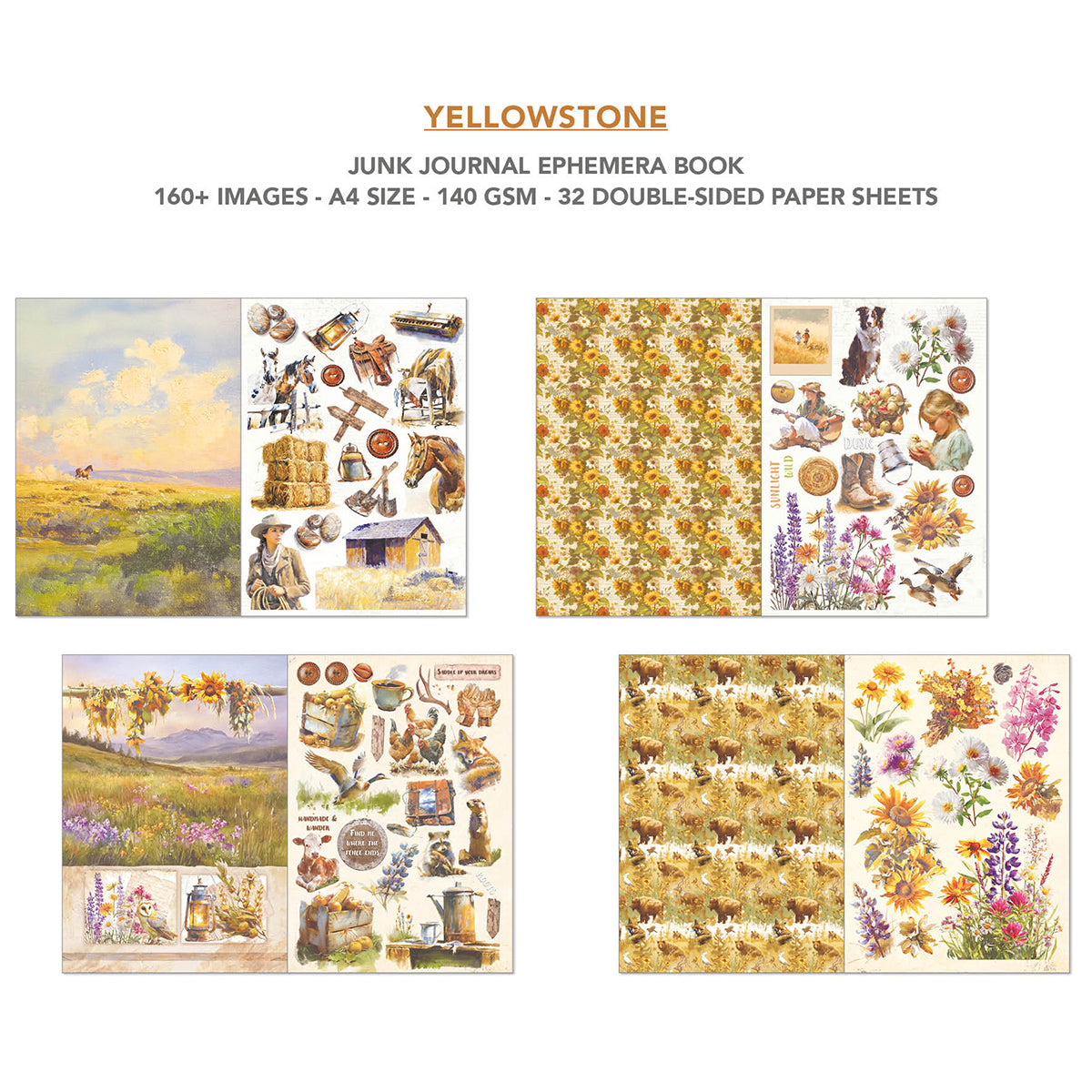 Yellowstone Junk Journal & Ephemera Book A4 32/Pkg