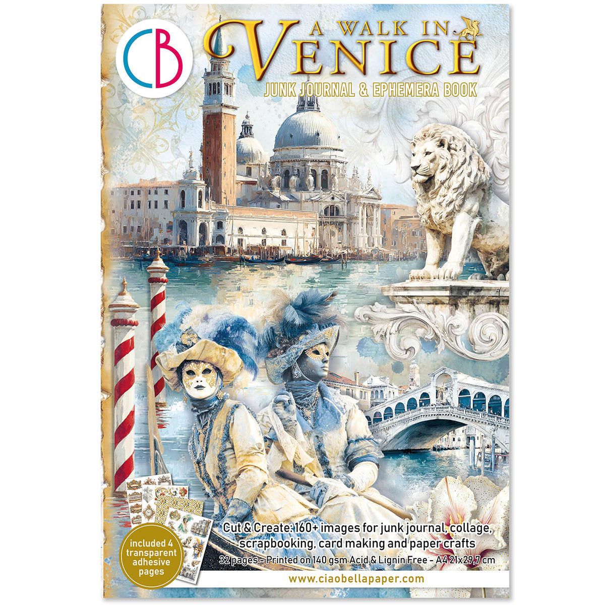 A Walk in Venice  Junk Journal & Ephemera Book A4 32/Pkg