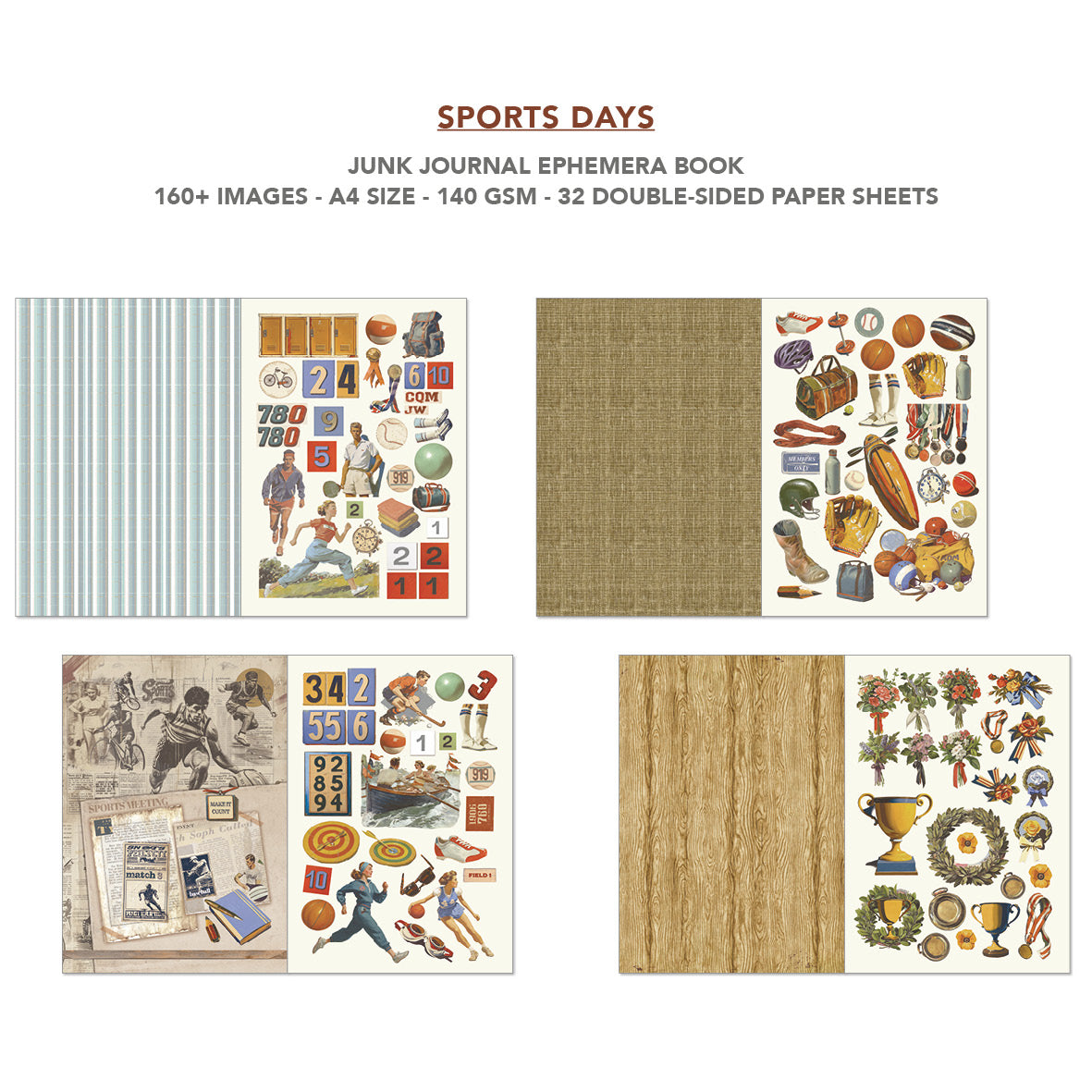 Sports Days Junk Journal & Ephemera Book A4 32/Pkg