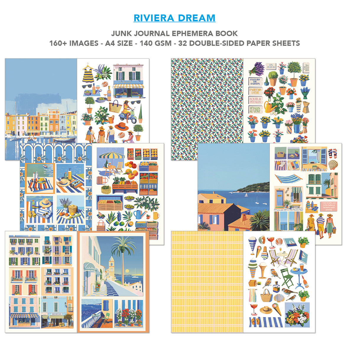 Riviera Dream Junk Journal & Ephemera Book A4 32/Pkg