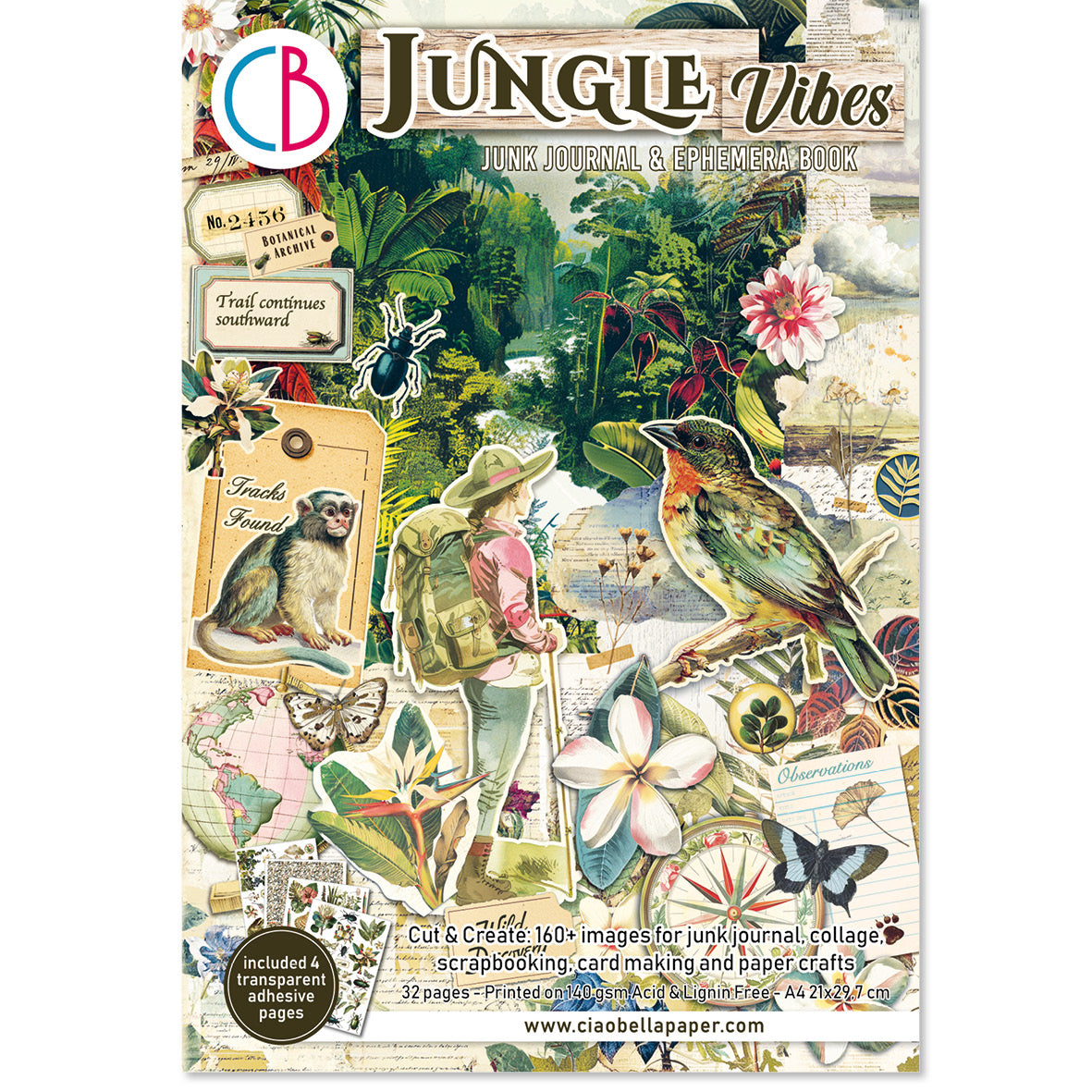 Jungle Vibes Junk Journal & Ephemera Book A4 32/Pkg