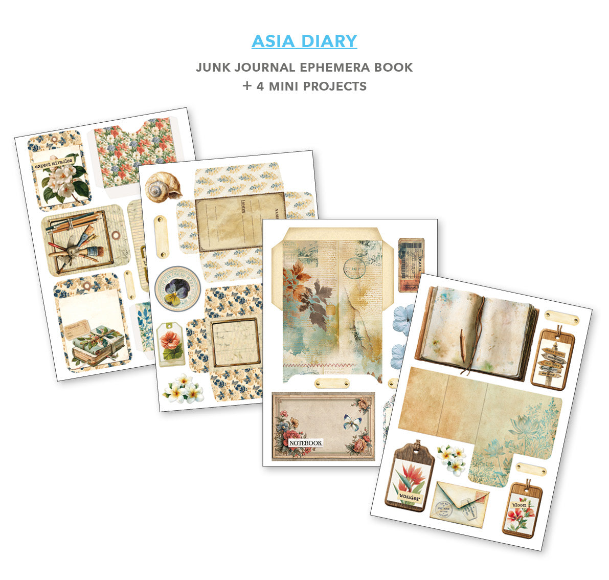 Asia Diary Junk Journal & Ephemera Book A4 32/Pkg