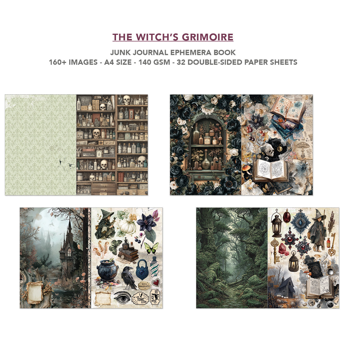 The Witch's Grimoire Junk Journal & Ephemera Book A4 32/Pkg