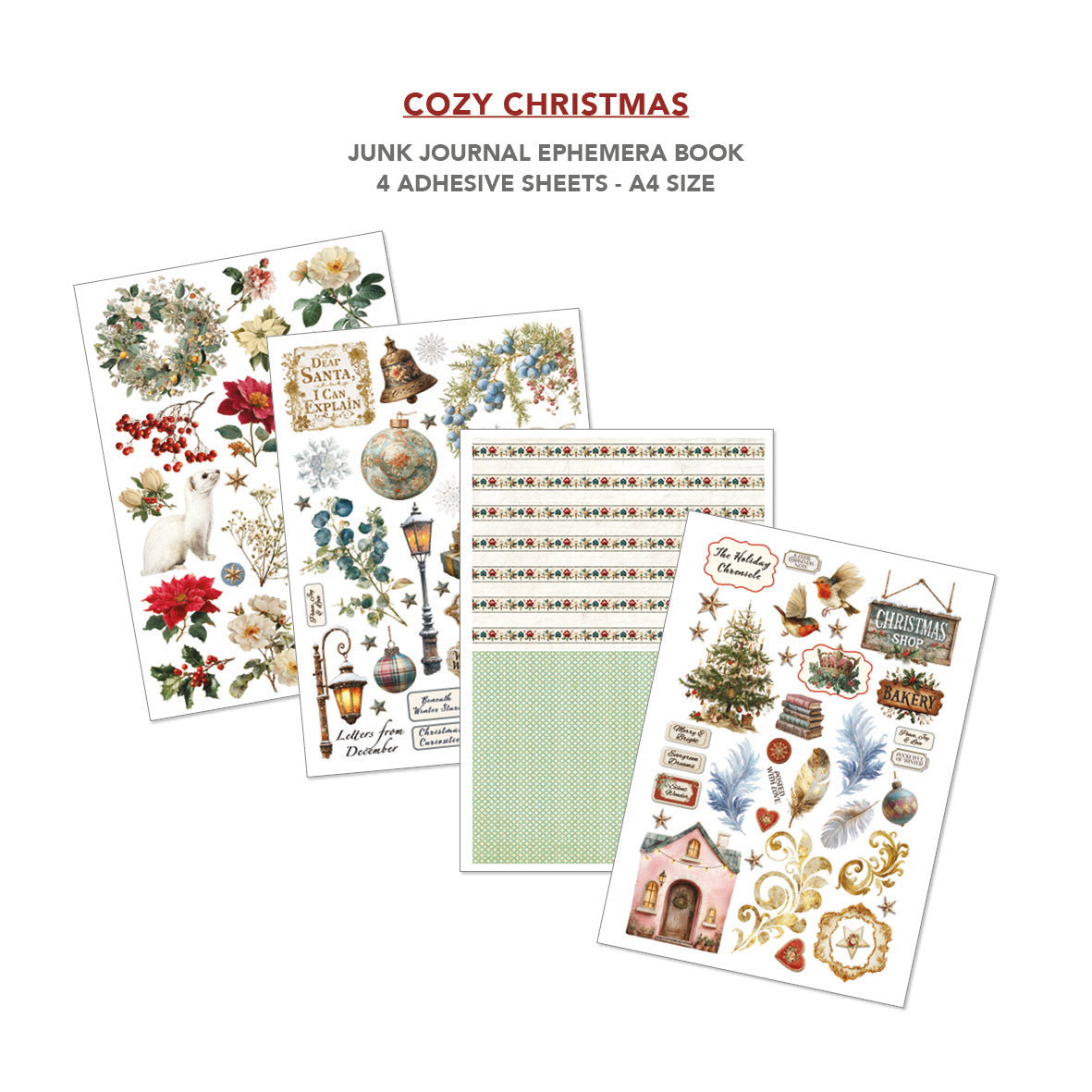 Cozy Christmas Junk Journal & Ephemera Book A4 32/Pkg