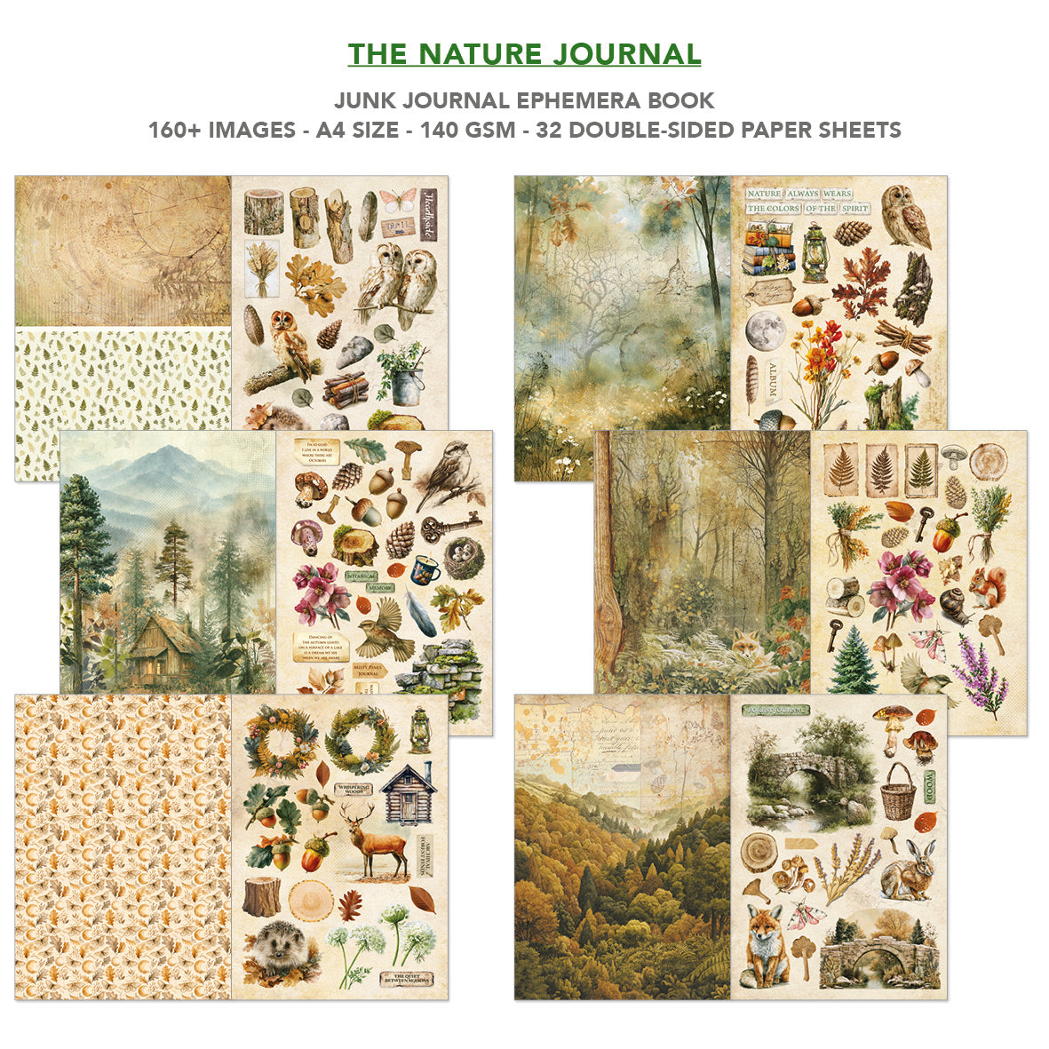 The Nature Journal Junk Journal & Ephemera Book A4 32/Pkg