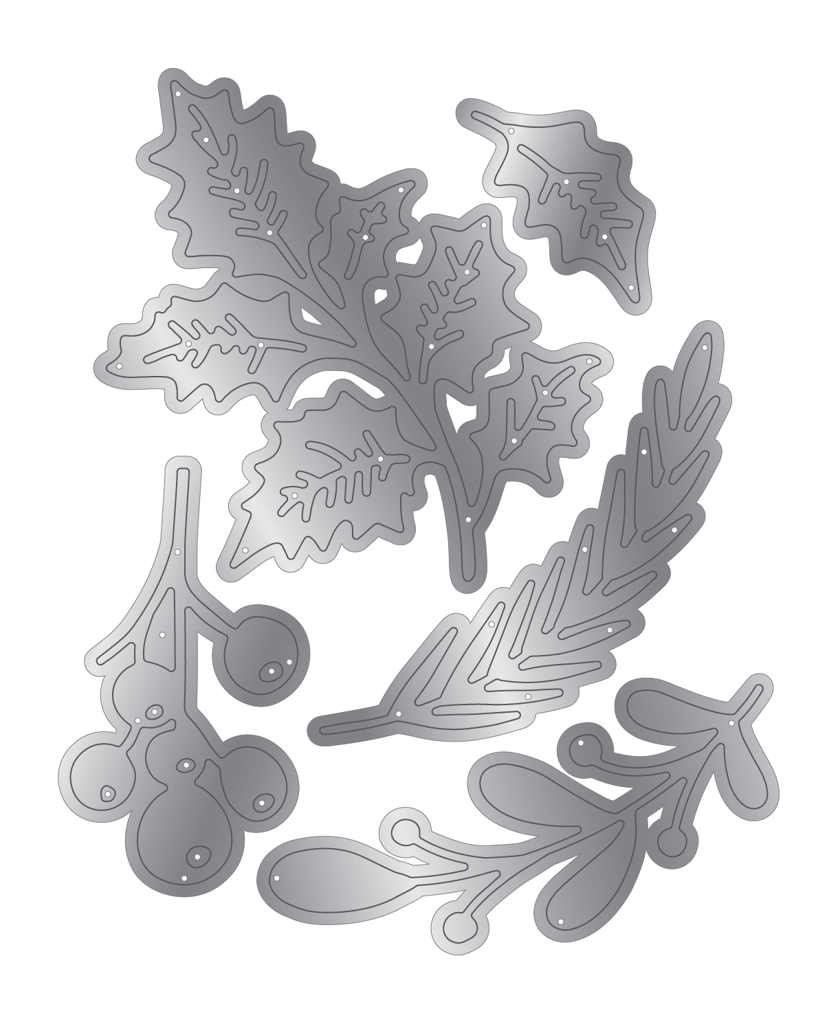 Christmas by Candlelight Metal Die Set - Seasonal Foliage 
