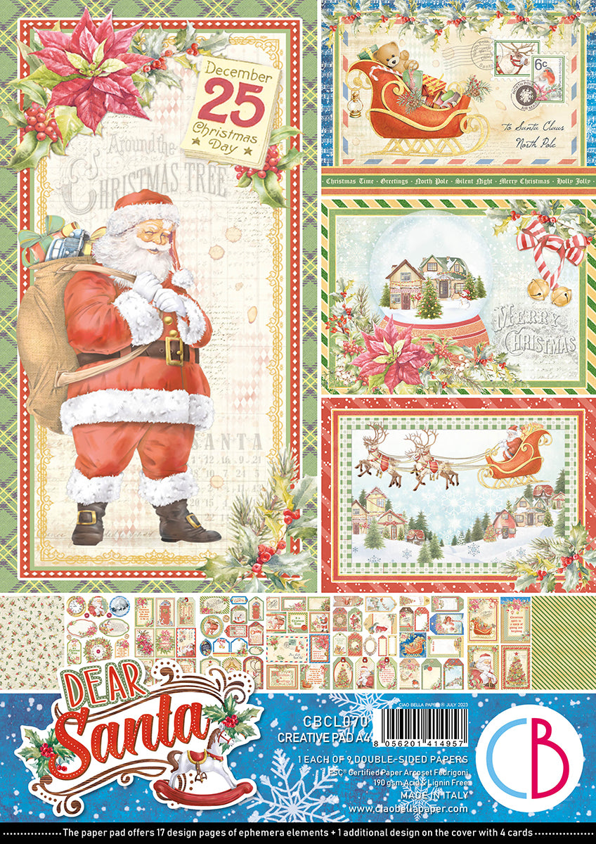 Ciao Bella Dear Santa Creative Pad A4 9/Pkg