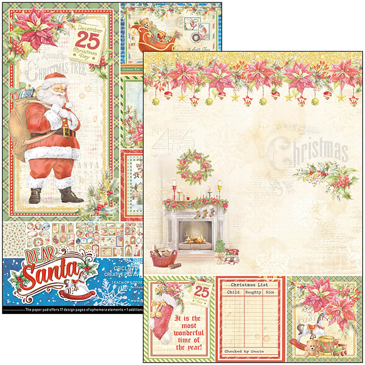 Ciao Bella Dear Santa Creative Pad A4 9/Pkg