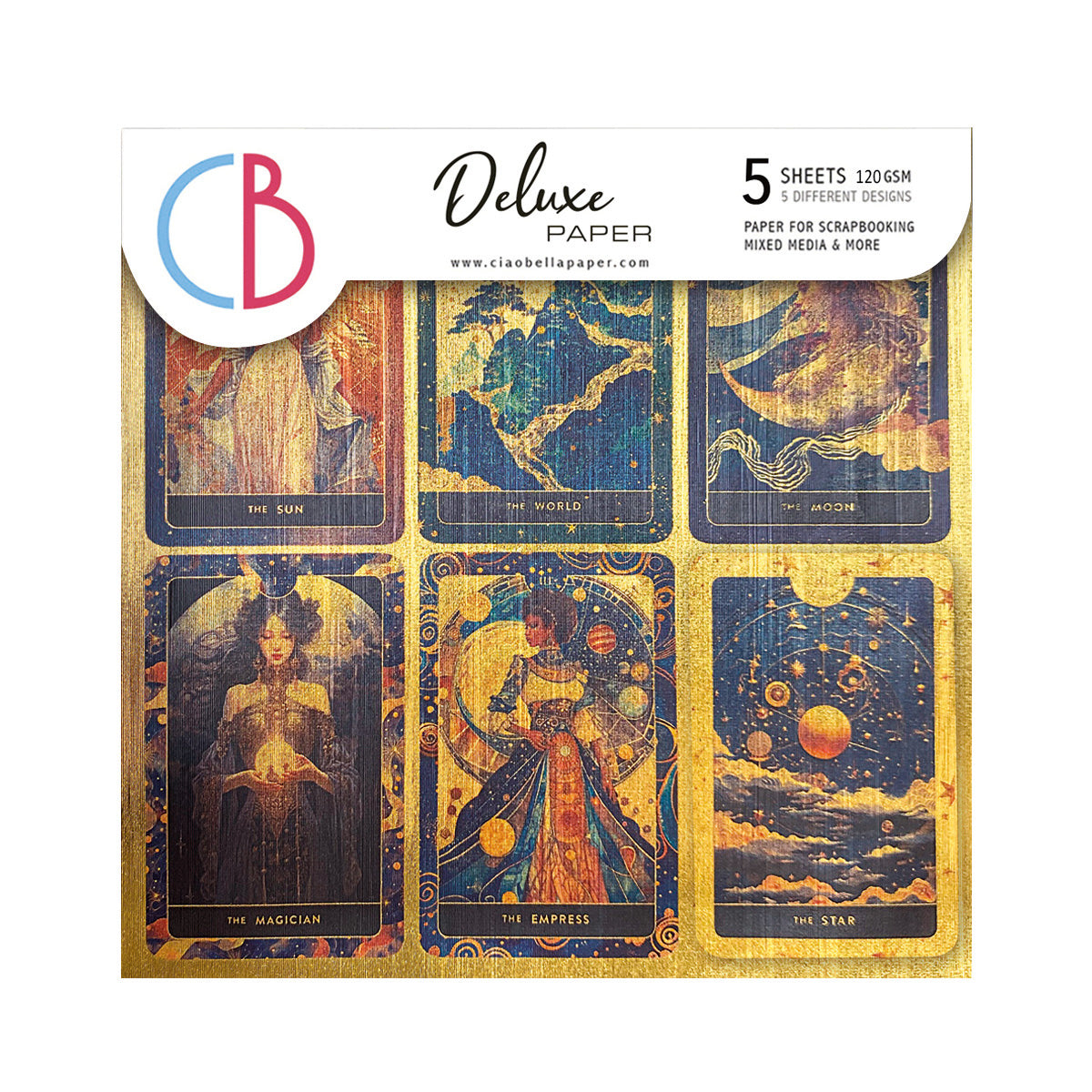 Deluxe Celestial Paper Gold  6"x6" 5/Pkg