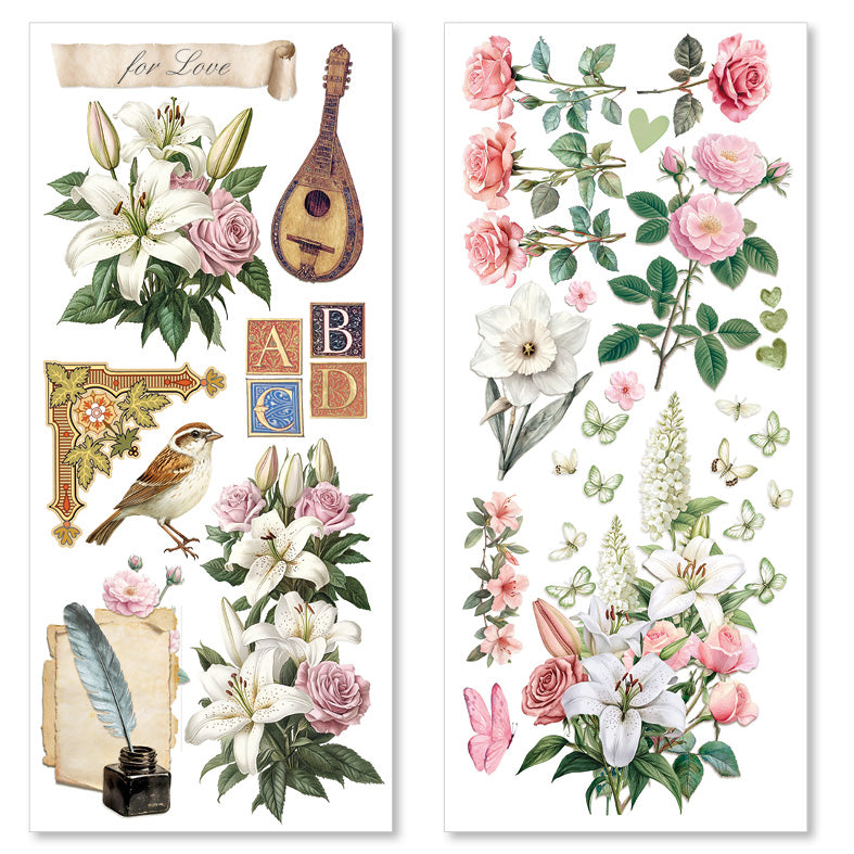 Courtly Love Art Stickers Transparent Adhesive Sheets 5/Pkg