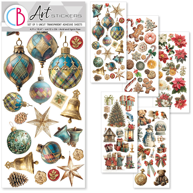 Merry & Bright Art Stickers Transparent Adhesive Sheets 5/Pkg