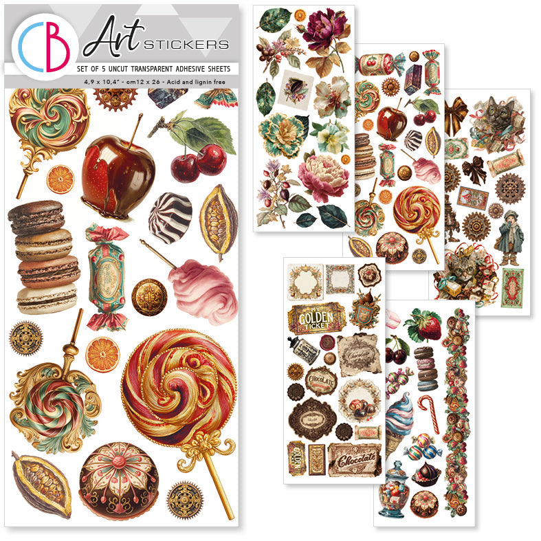 Chocolate Wanderlust Art Stickers Transparent Adhesive Sheets 5/Pkg
