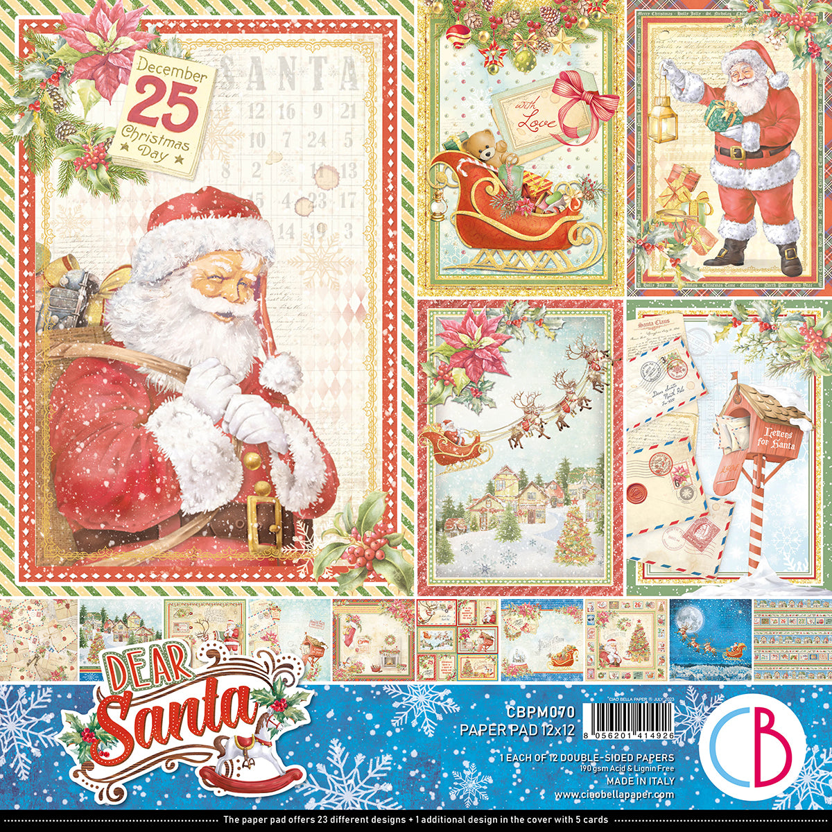 Ciao Bella Dear Santa Paper Pad 12"x12" 12/Pkg